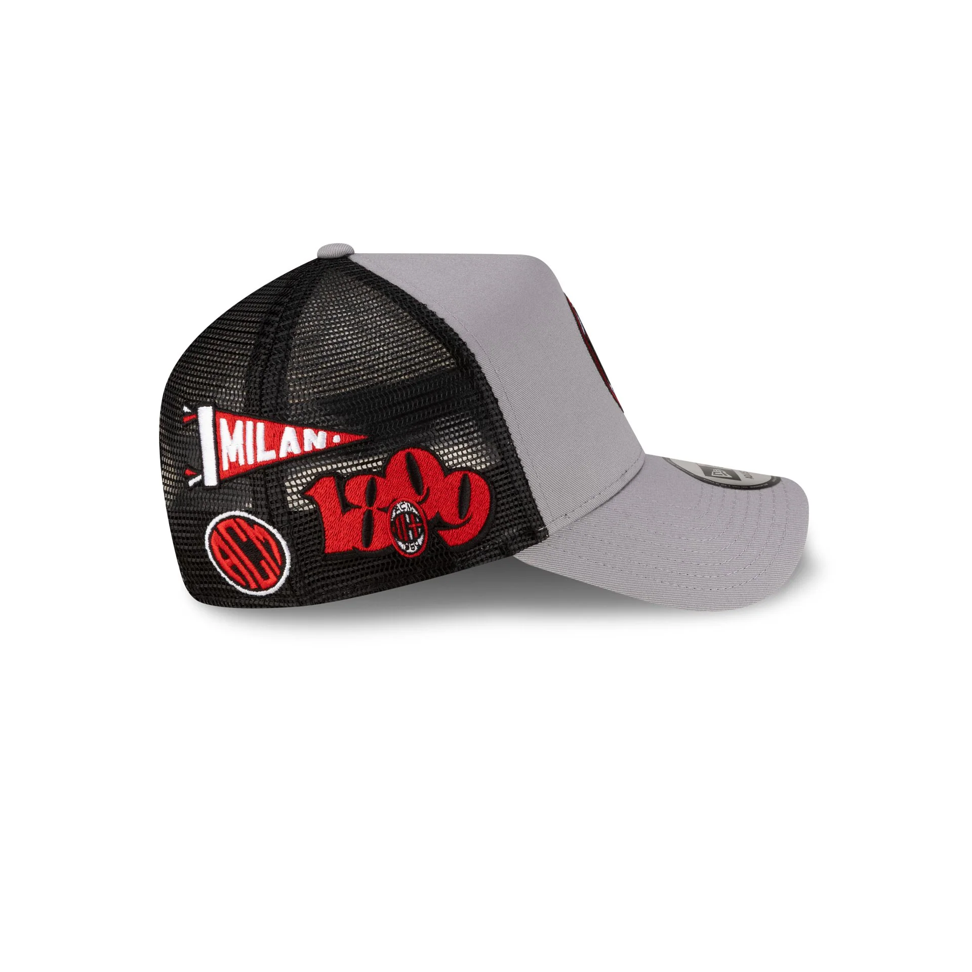 AC Milan Patch Gray 9FORTY A-Frame Trucker Hat - Image 4