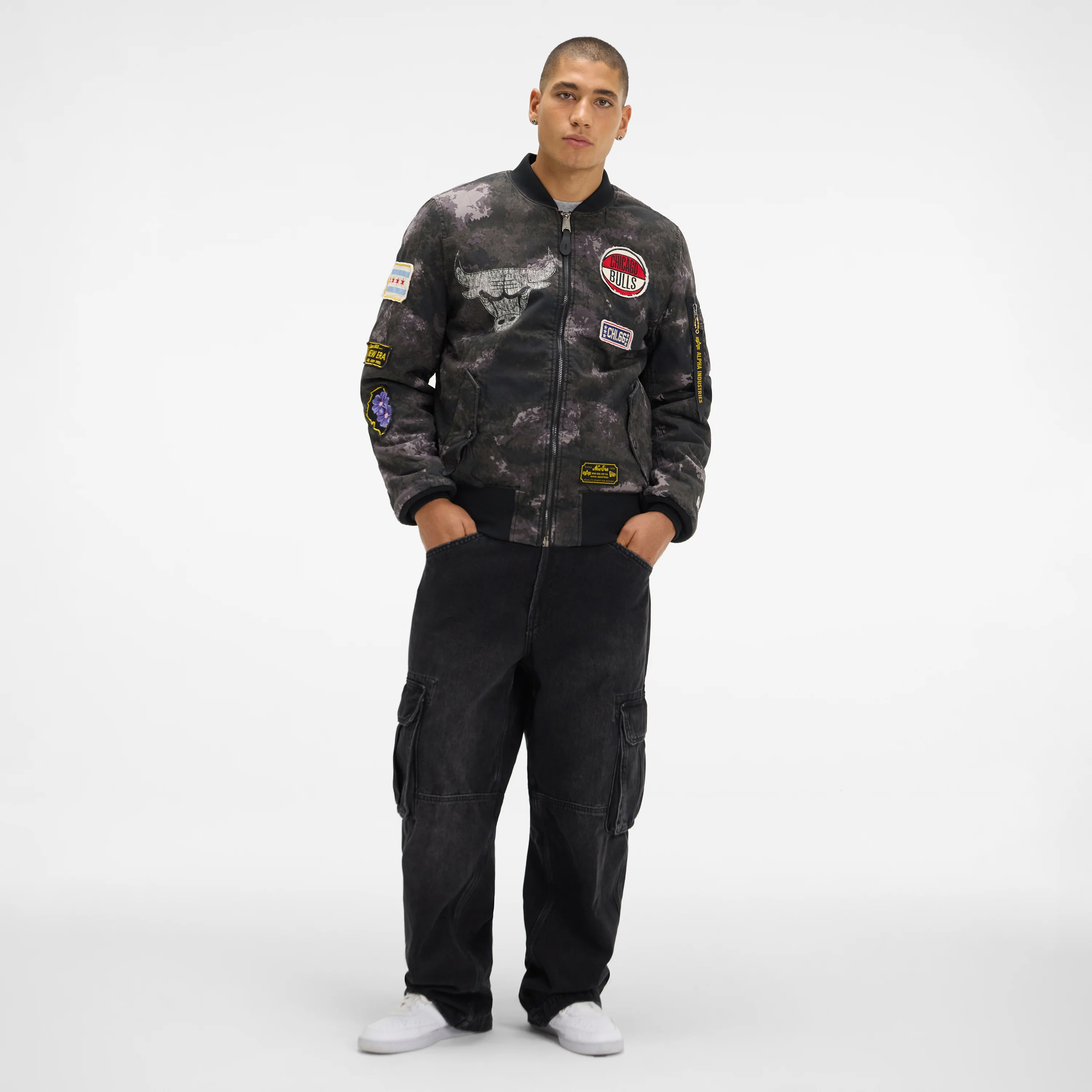 Alpha Industries x Los Angeles Lakers Black Camo MA-1 Bomber Jacket - Image 6