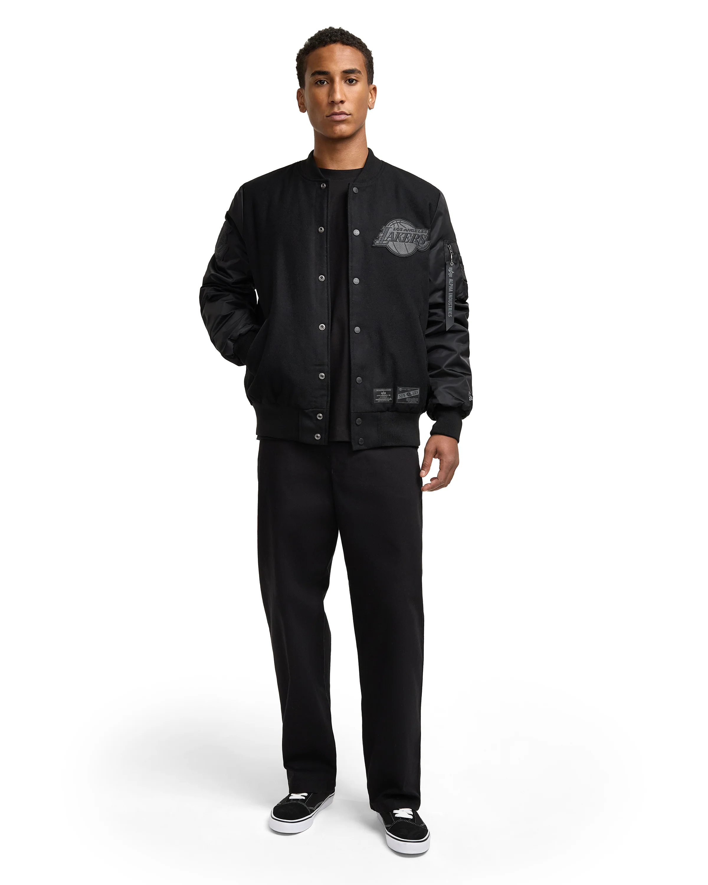 Alpha Industries x Los Angeles Lakers MA-1 Wool Varsity Jacket Black - Image 6