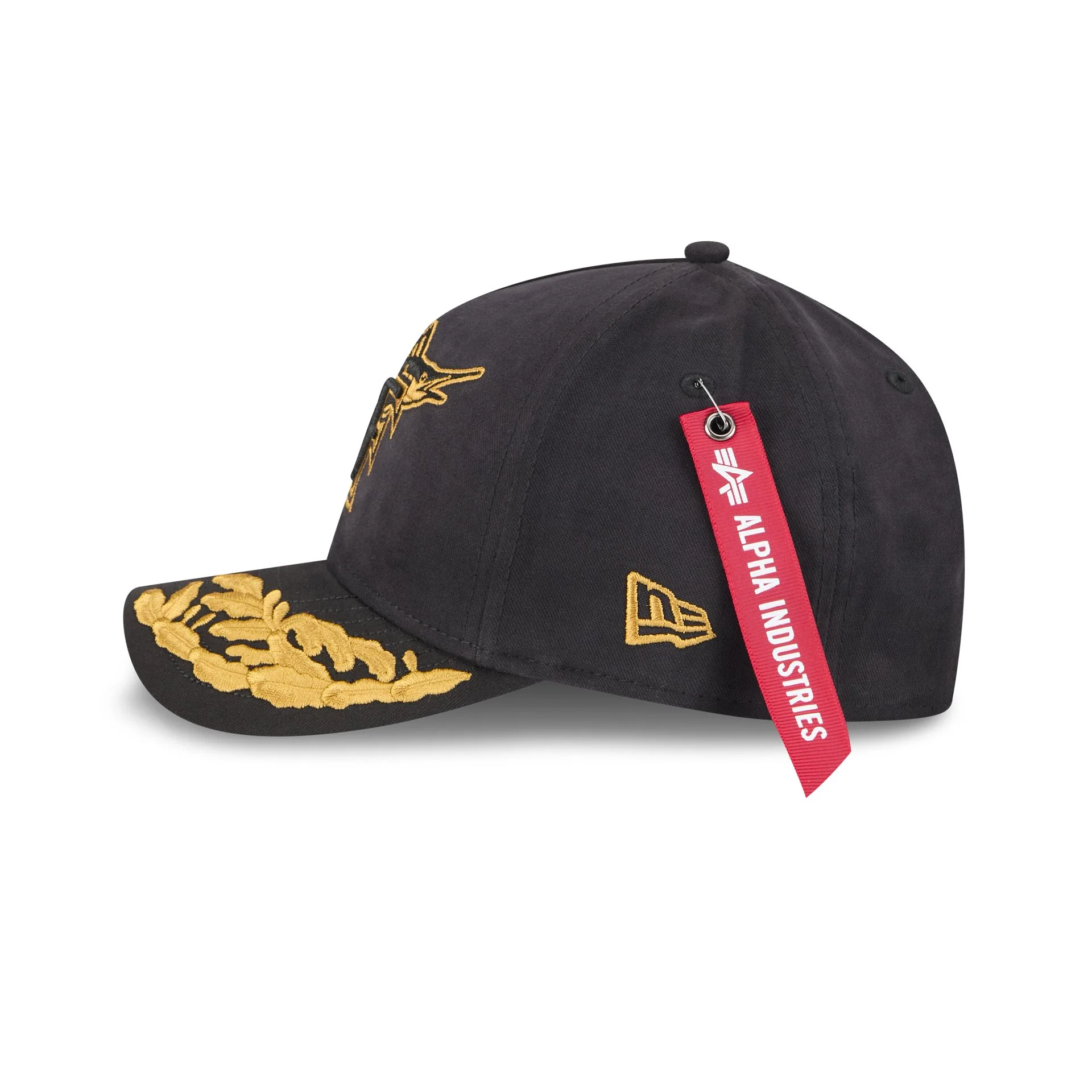 Alpha Industries x Miami Marlins Black 9FORTY M-Crown A-Frame Snapback Hat - Image 4