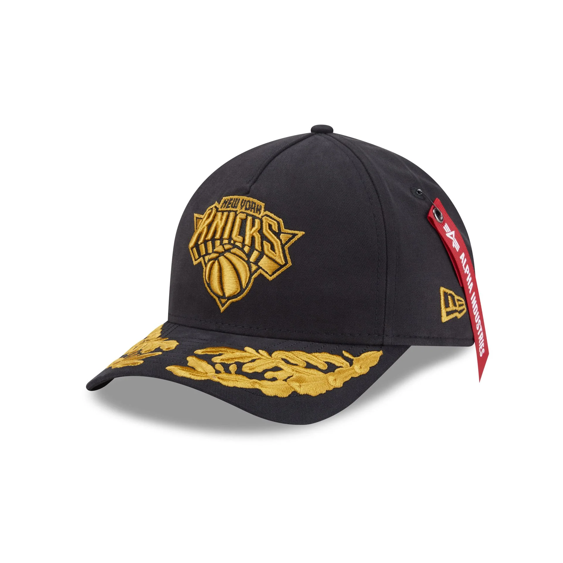 Alpha Industries x New York Knicks Black 9FORTY M-Crown A-Frame Snapback Hat
