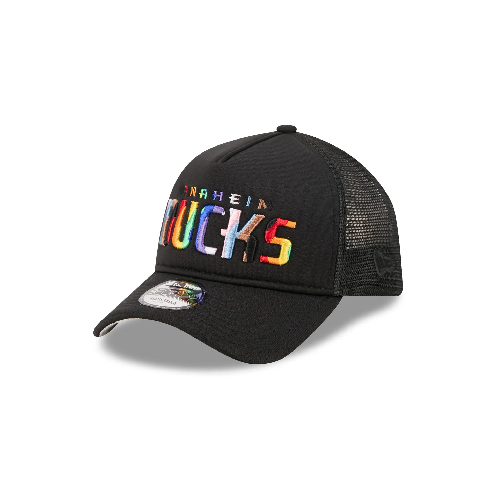 Anaheim Ducks Rainbow Wordmark 9FORTY A-Frame Trucker Hat