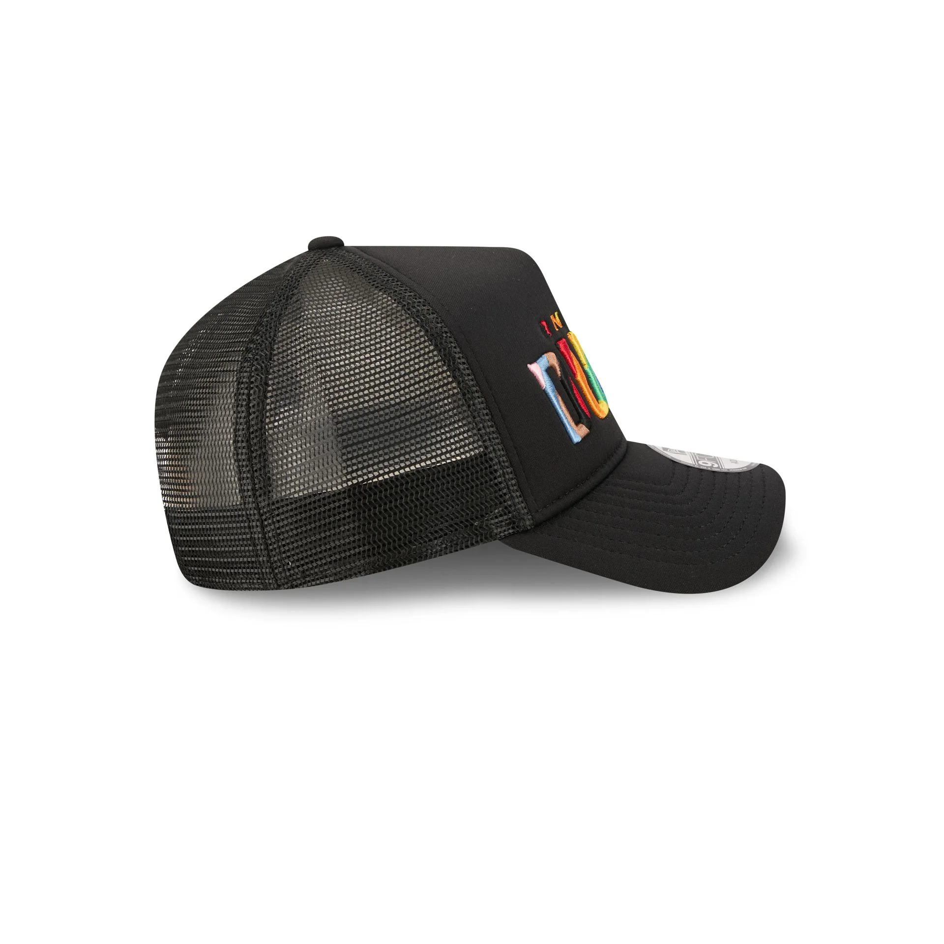 Anaheim Ducks Rainbow Wordmark 9FORTY A-Frame Trucker Hat - Image 5