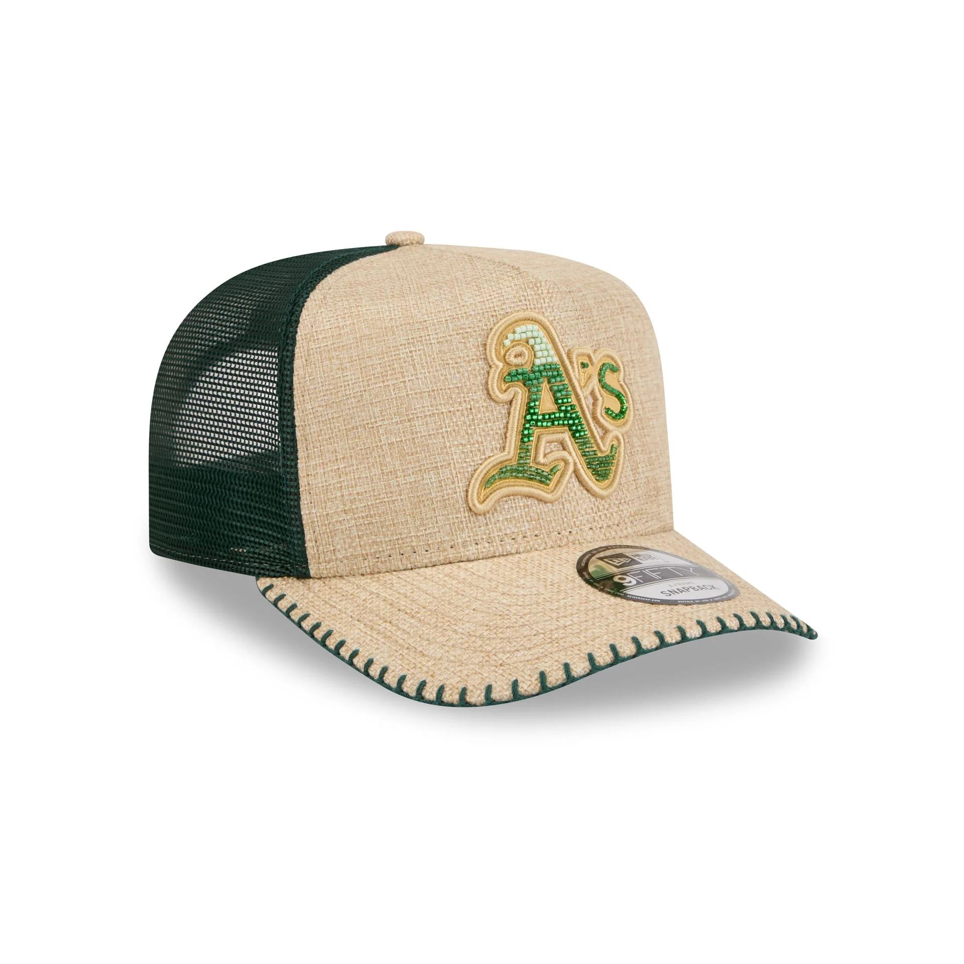 Athletics Beaded Canvas 9FIFTY A-Frame Trucker Hat - Image 3