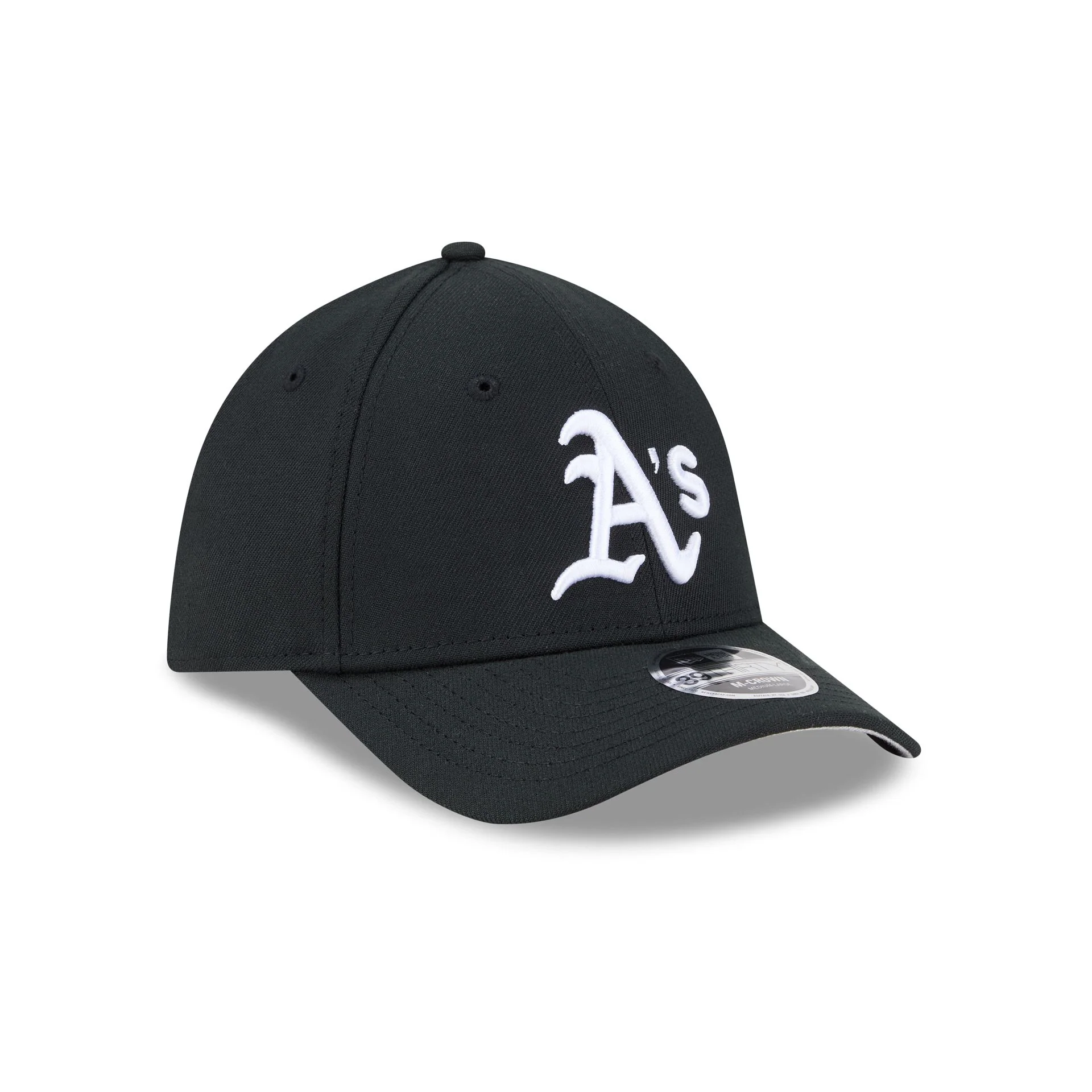 Athletics Black and White 39THIRTY M-Crown Stretch Fit Hat - Image 3