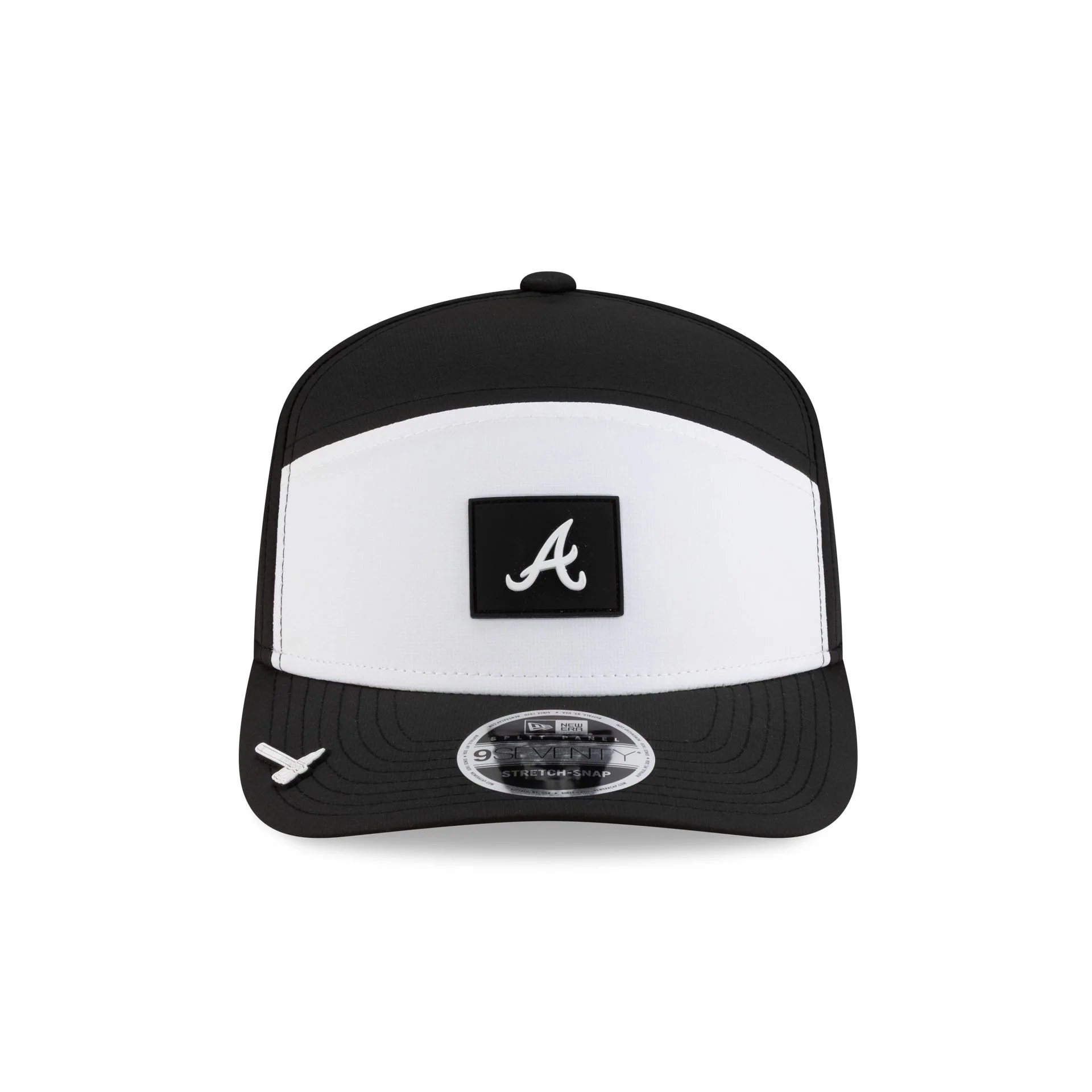 Atlanta Braves 2026 Clubhouse Black & White Split Panel 9SEVENTY Stretch-Snap Hat - Image 2