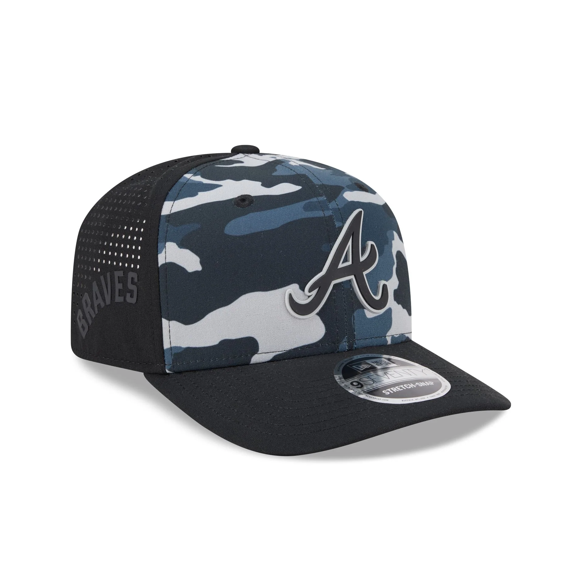 Atlanta Braves Black Camo Performance 9SEVENTY Stretch-Snap Hat