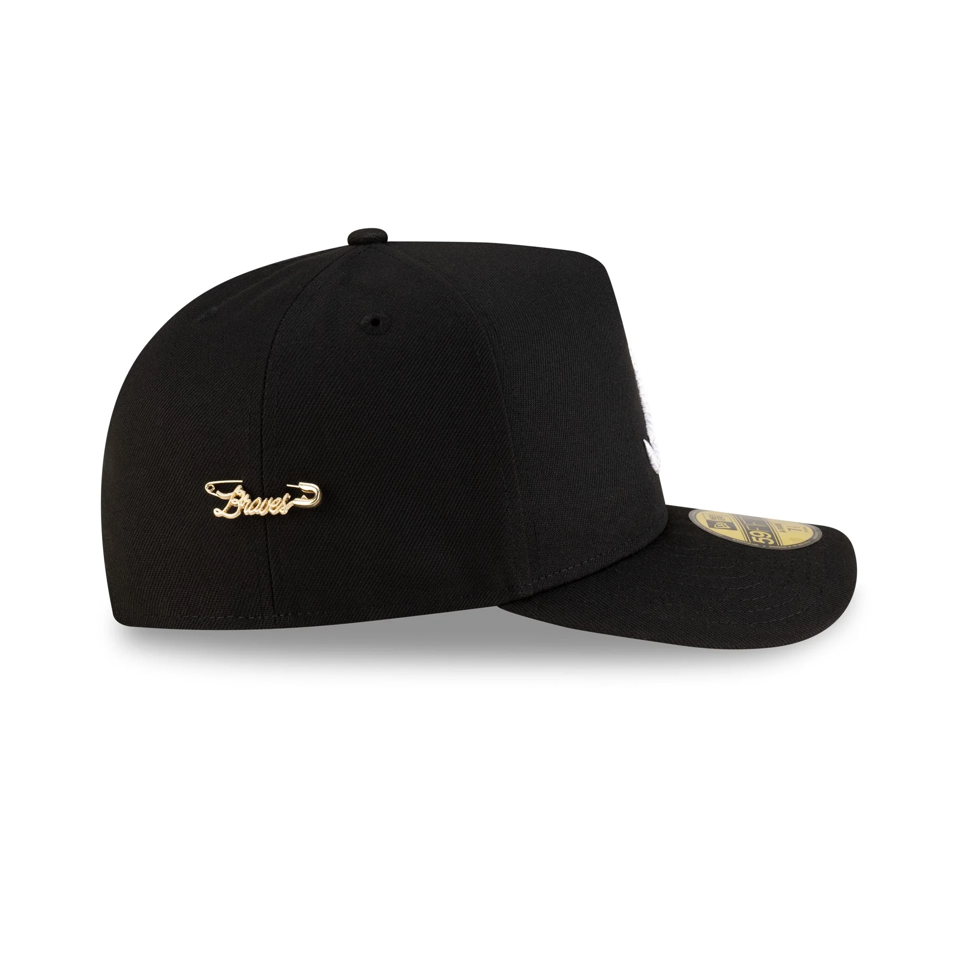 Atlanta Braves Black Script Safety Pin 59FIFTY A-Frame Fitted Hat - Image 4