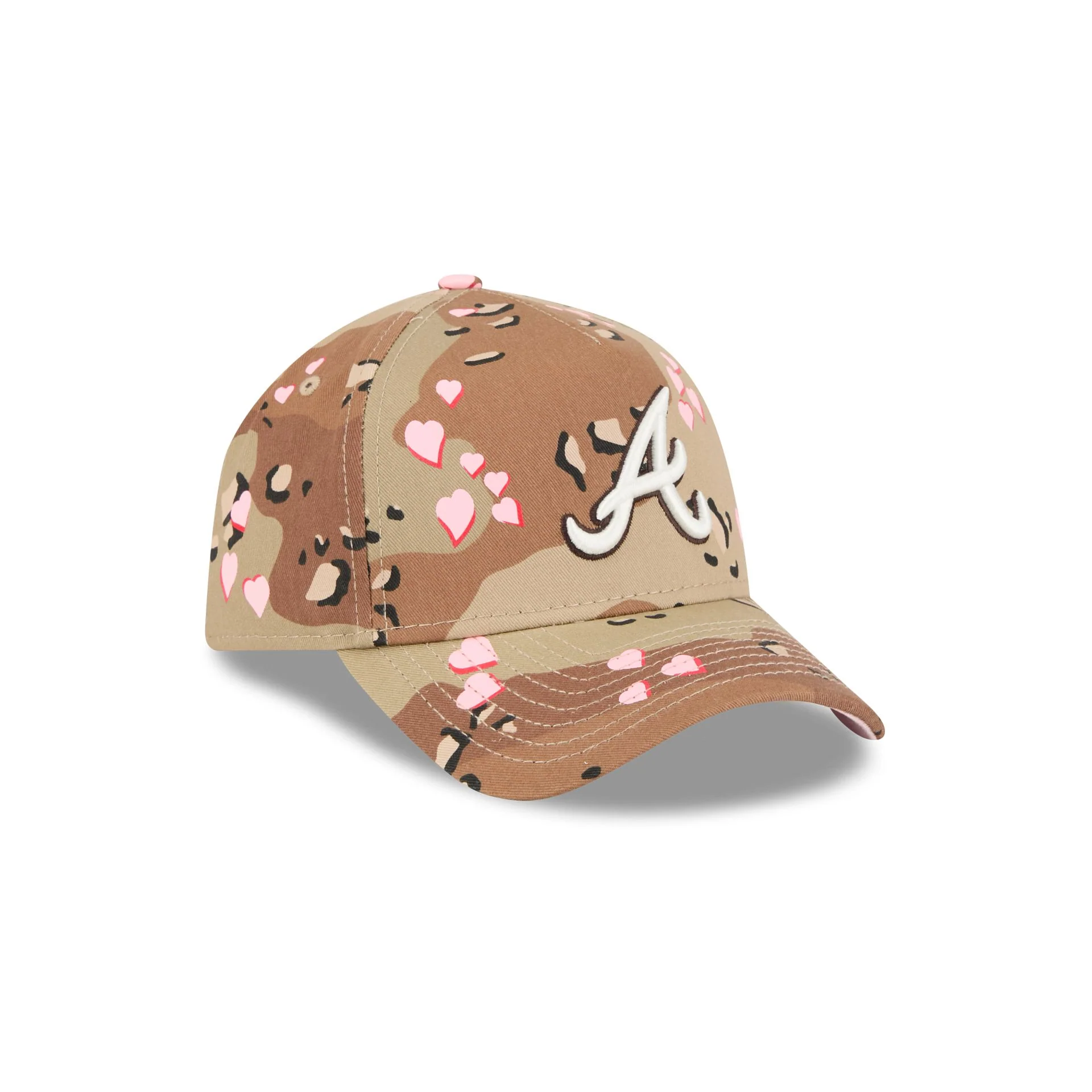 Atlanta Braves Camo Hearts 9FORTY A-Frame Snapback Hat - Image 3