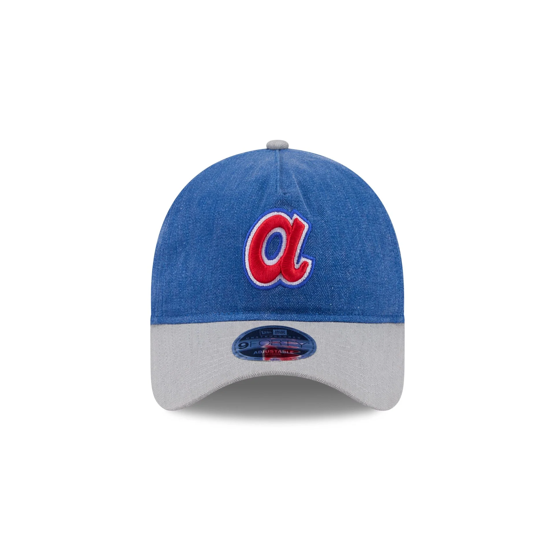 Atlanta Braves Herringbone Team Colors 9FORTY A-Frame Adjustable Hat - Image 2