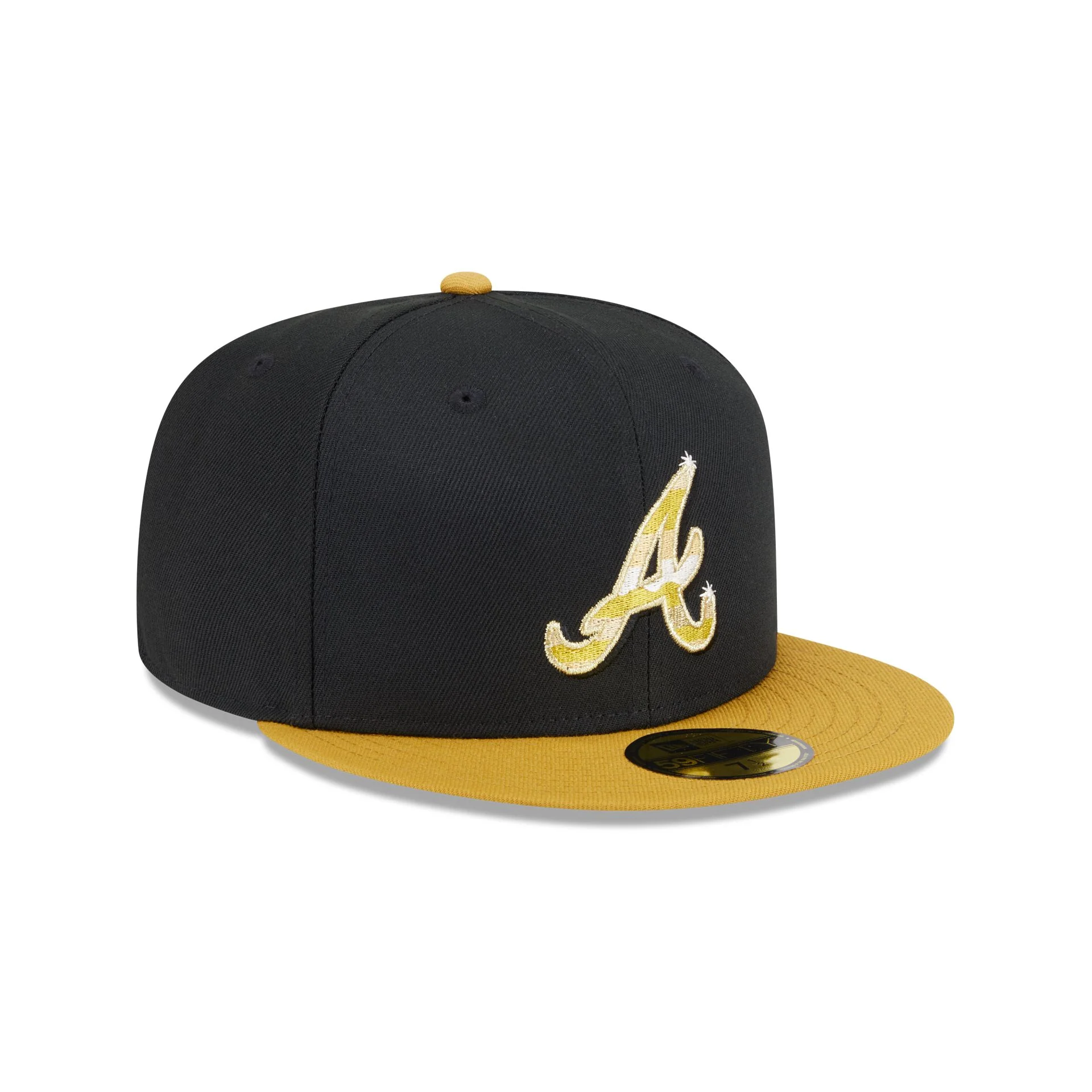 Atlanta Braves Metallic Gold Logo 59FIFTY Fitted Hat - Image 3