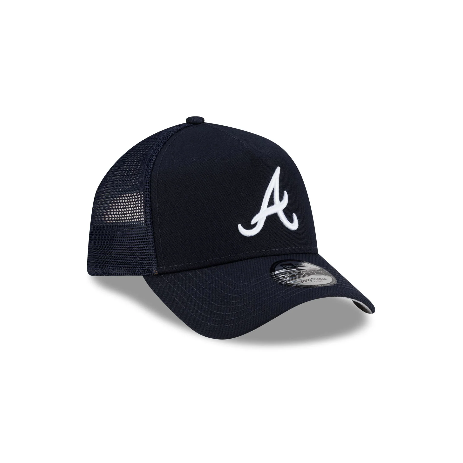 Atlanta Braves Side Script 9FORTY A-Frame Trucker Hat - Image 3