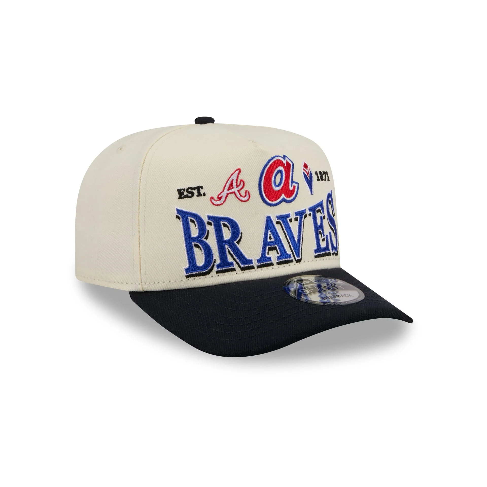 Atlanta Braves Three Hit Chrome White 9FIFTY A-Frame Snapback Hat - Image 3