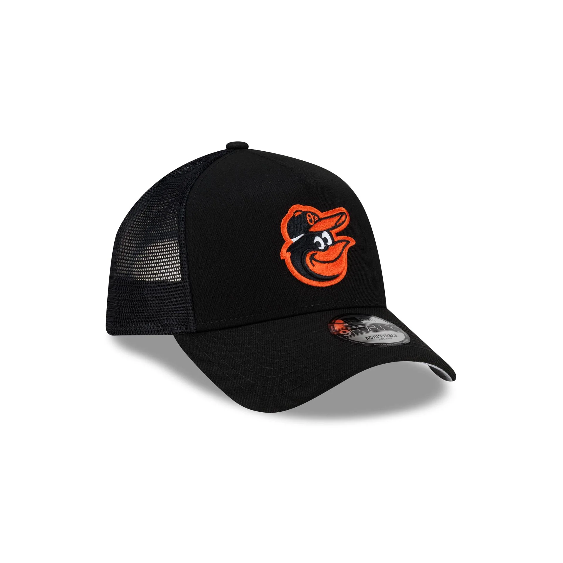 Baltimore Orioles Side Script 9FORTY A-Frame Trucker Hat - Image 3