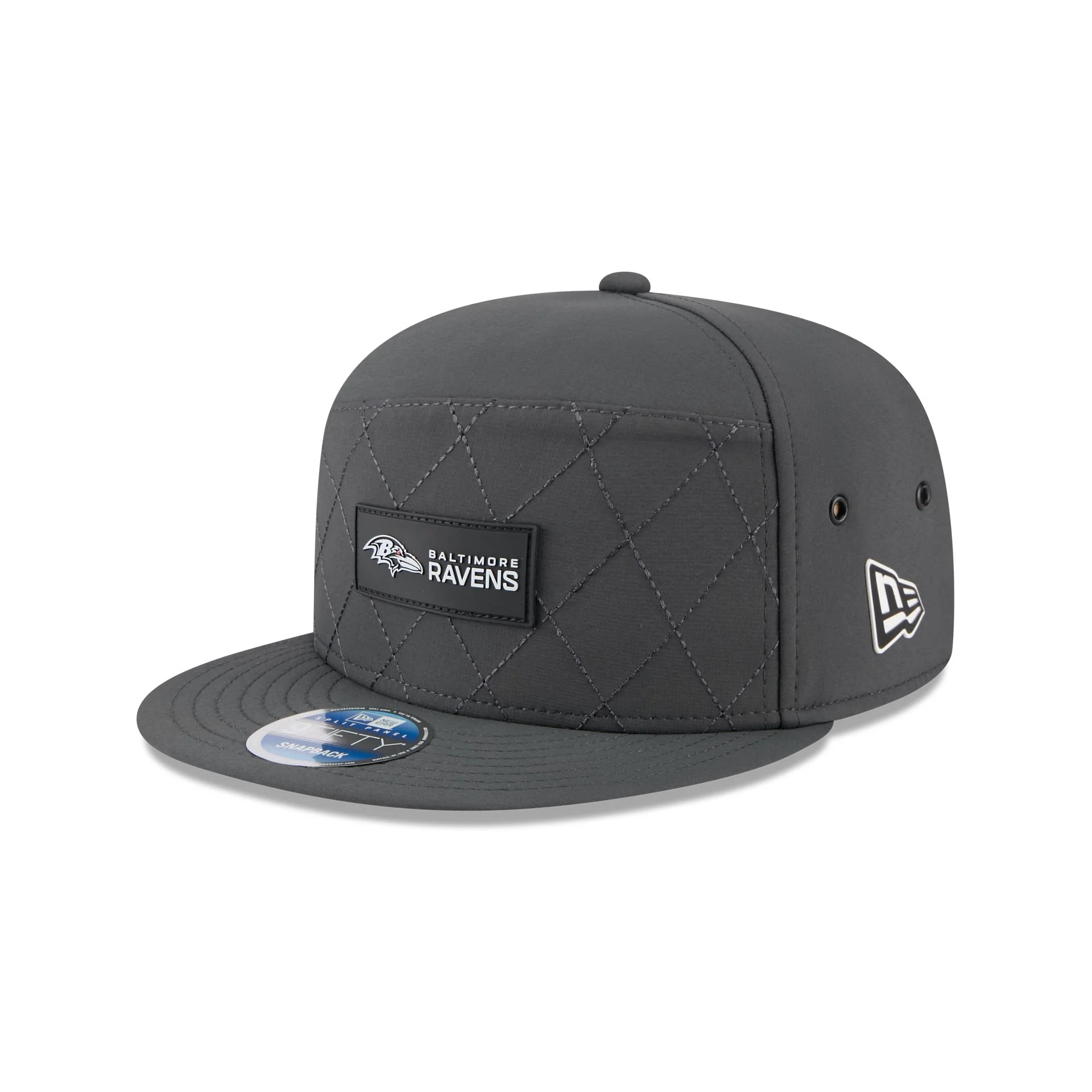 Baltimore Ravens 2025 Sideline Cold Weather Steel Clouds Split Panel 9FIFTY Snapback Hat