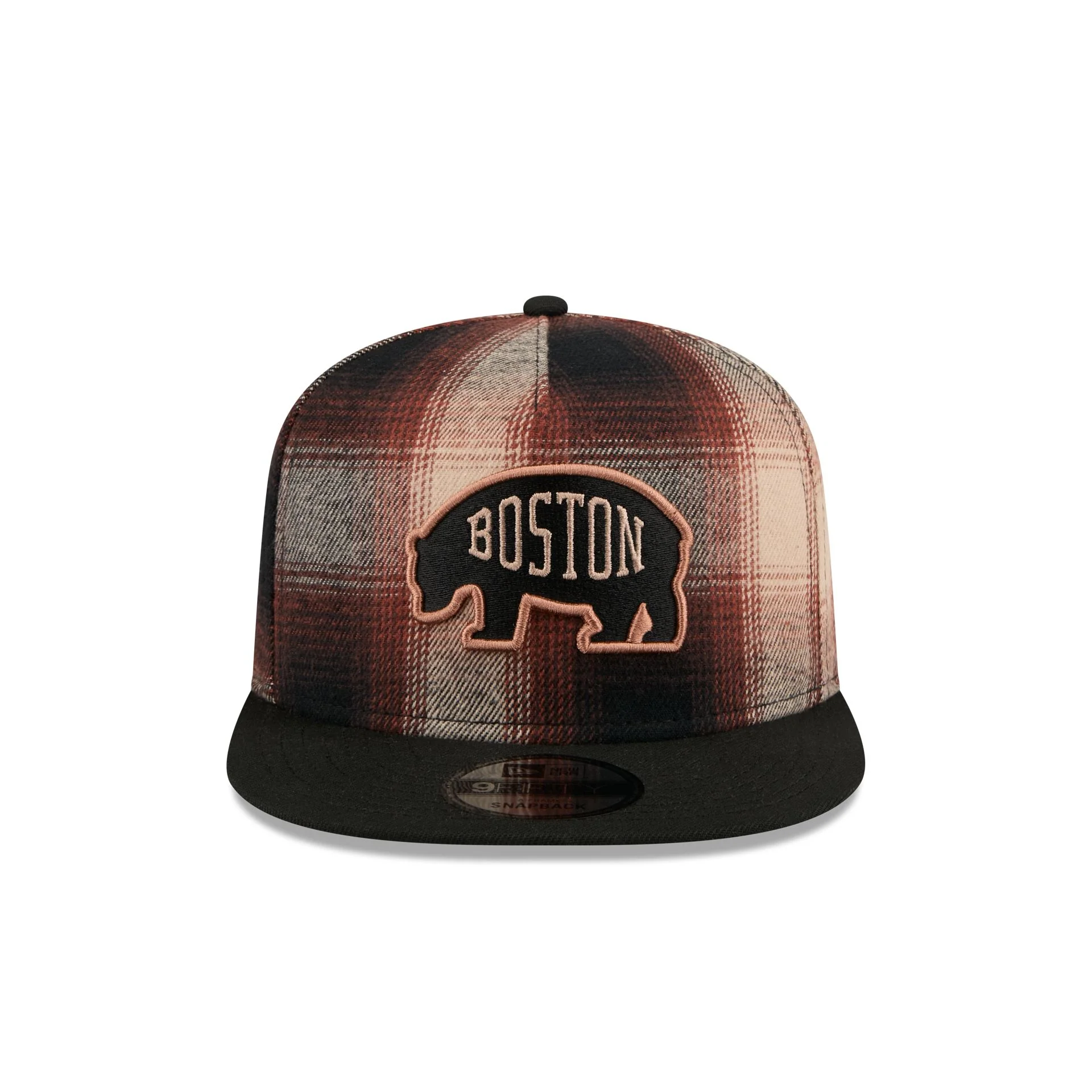 Boston Bruins Grunge Plaid 9FIFTY A-Frame Adjustable Hat - Image 2