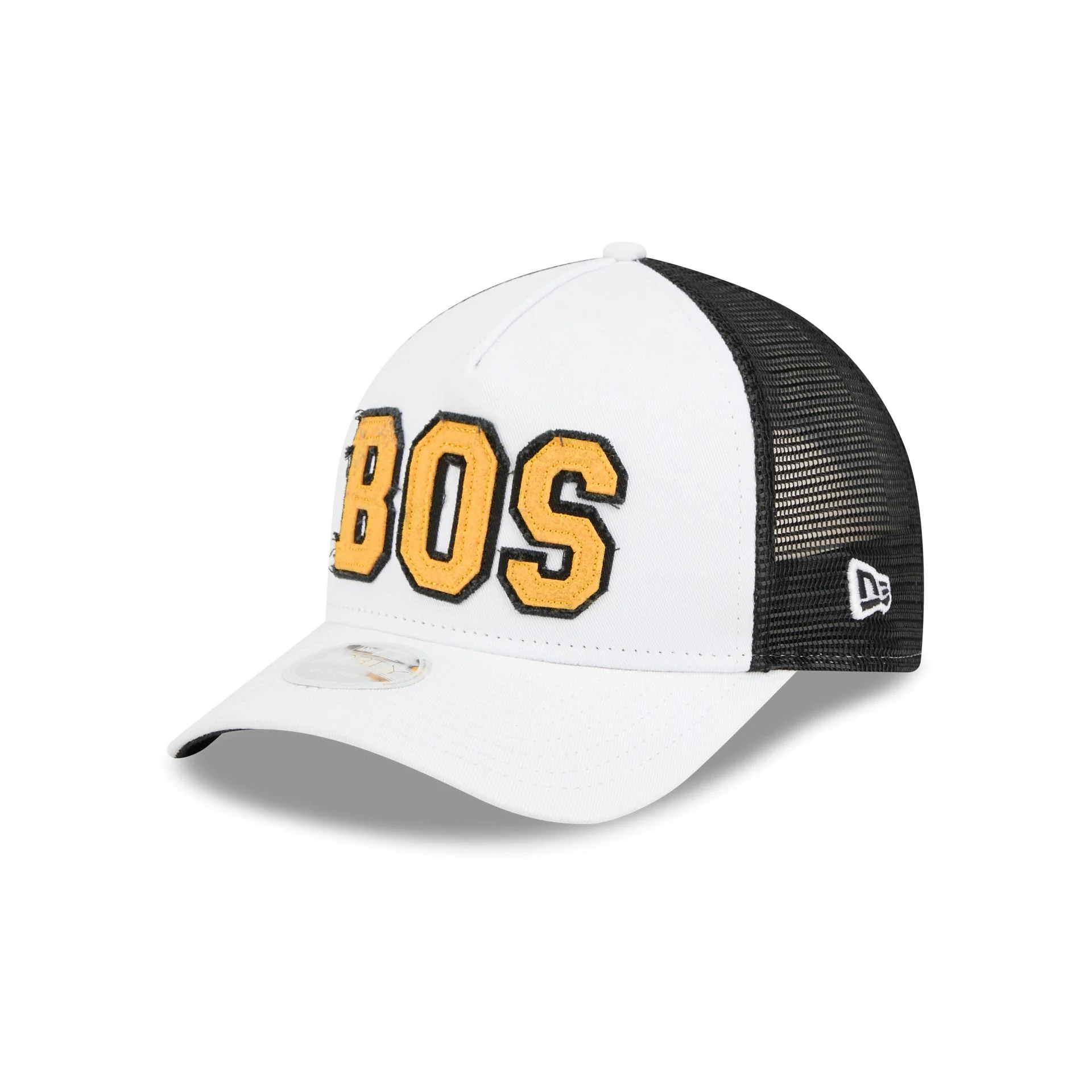 Boston Bruins Optic White Felt Logo Women's 9FORTY M-Crown A-Frame Trucker Hat - Image 3