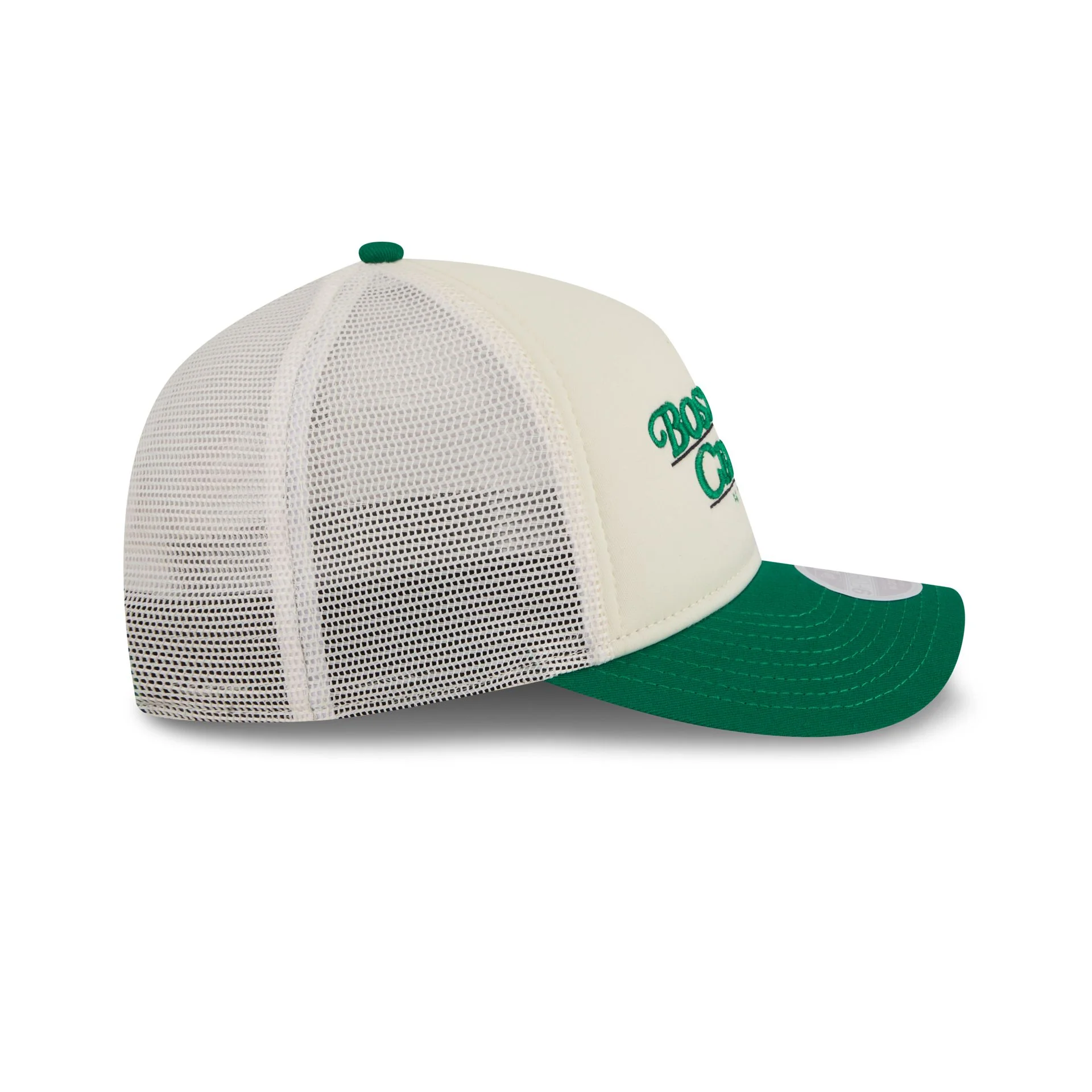 Boston Celtics Retro Chrome Women's White 9FORTY M-Crown A-Frame Trucker Hat - Image 5