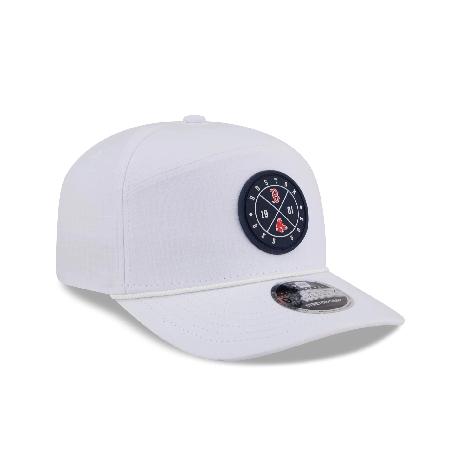 Boston Red Sox Circle Logo White Split Panel 9SEVENTY Stretch-Snap Hat - Image 3