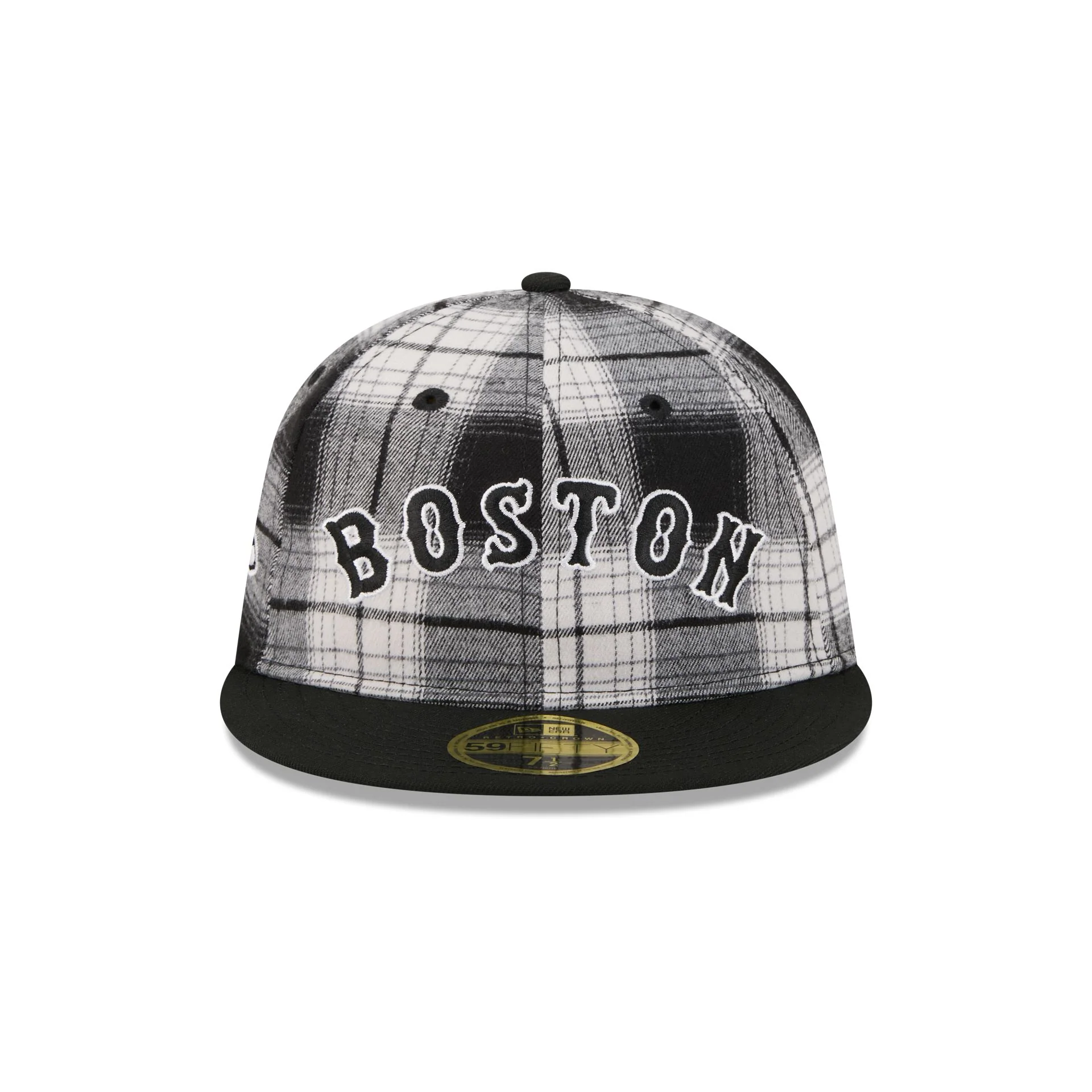 Boston Red Sox Grunge Plaid Retro Crown 59FIFTY Fitted Hat - Image 2