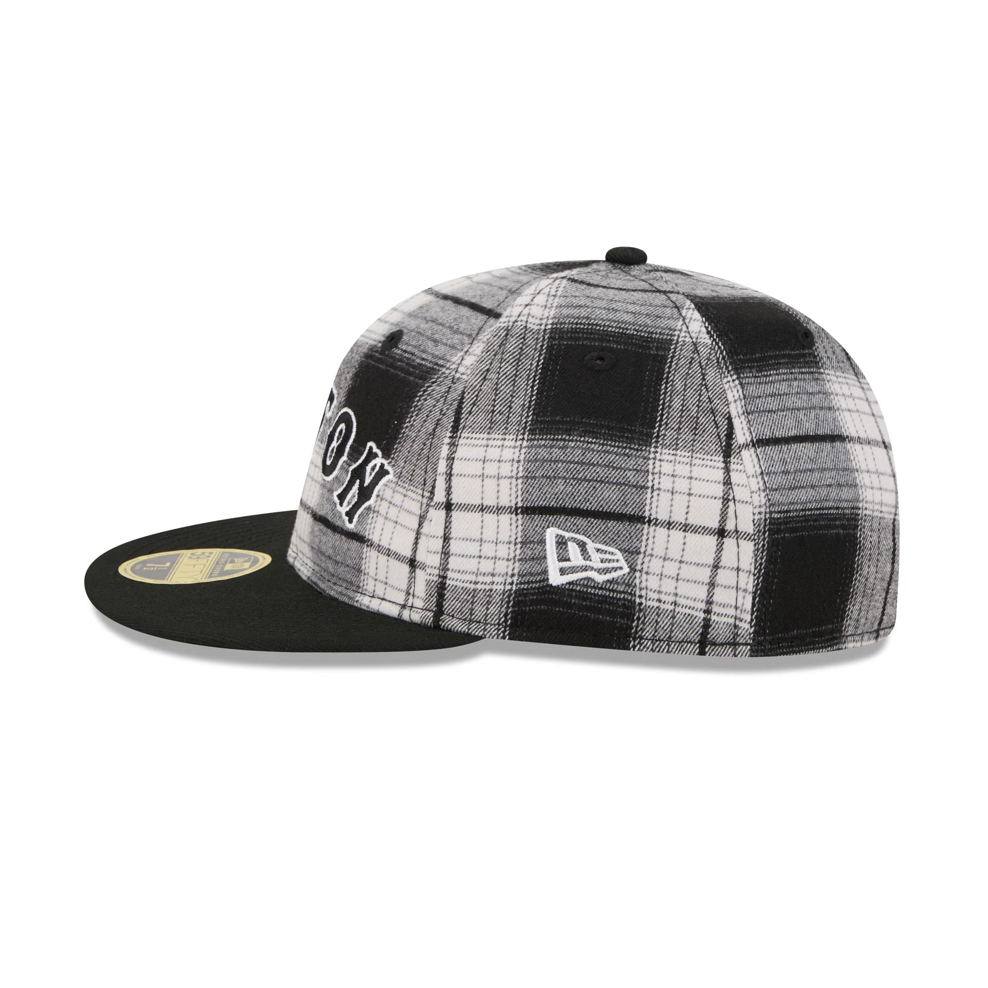 Boston Red Sox Grunge Plaid Retro Crown 59FIFTY Fitted Hat - Image 5