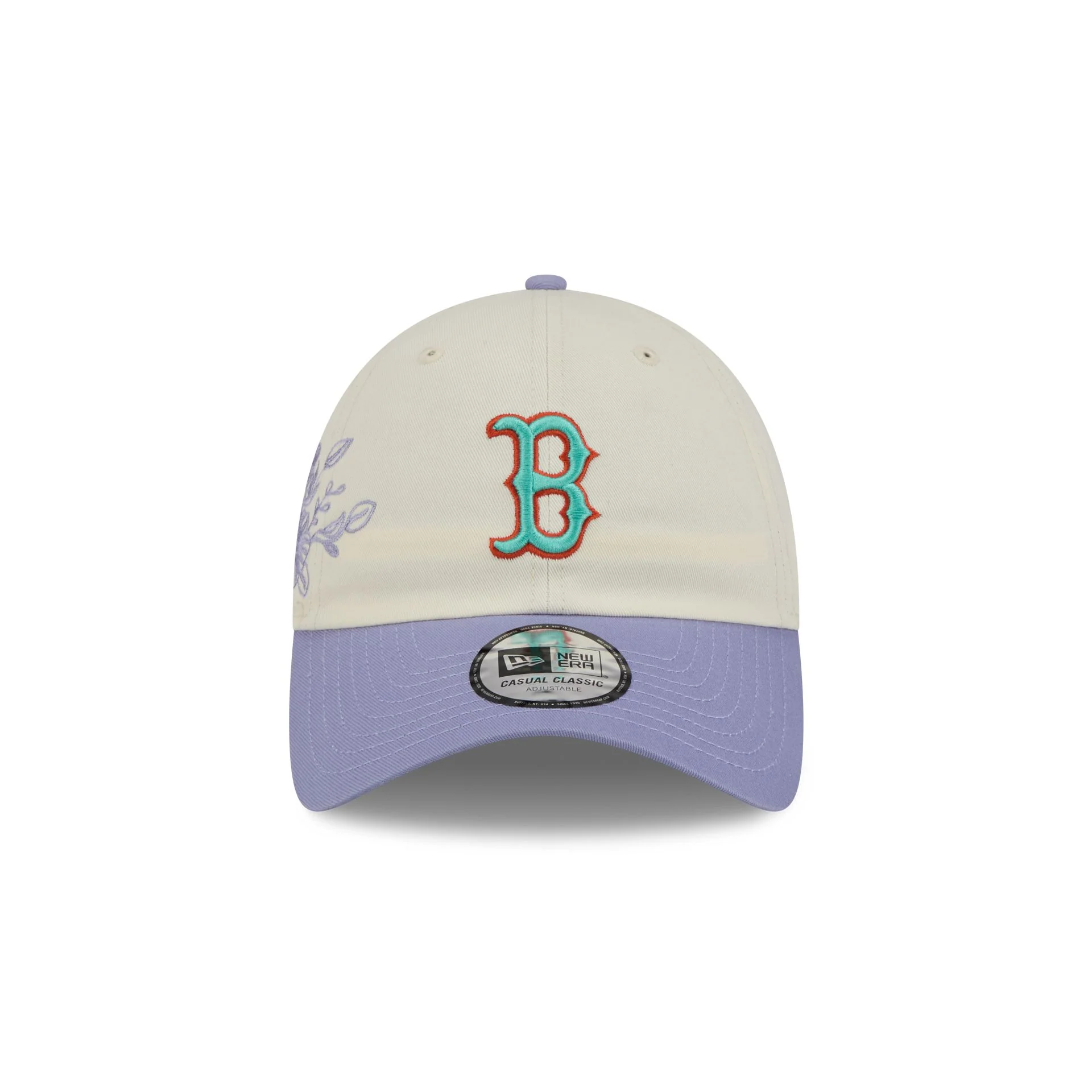 Boston Red Sox Lavender Flowers Casual Classic Adjustable Hat - Image 2
