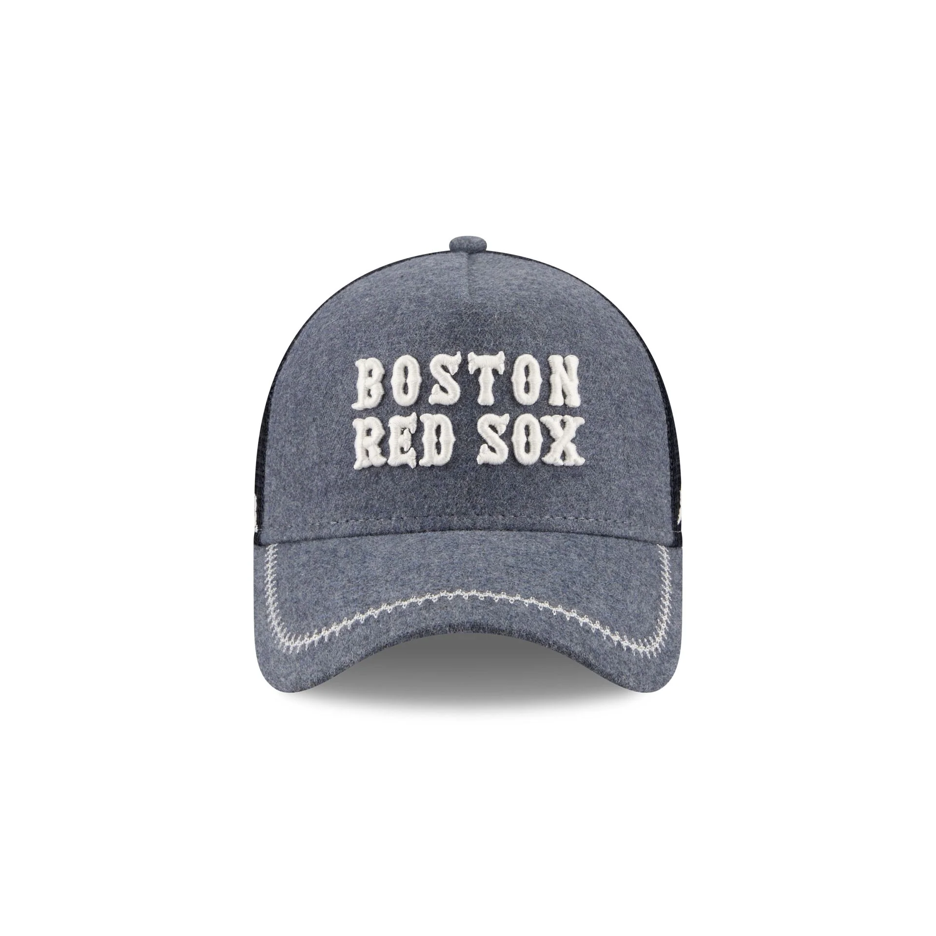 Boston Red Sox Navy Brushed Chambray 9FORTY A-Frame Trucker Hat - Image 2