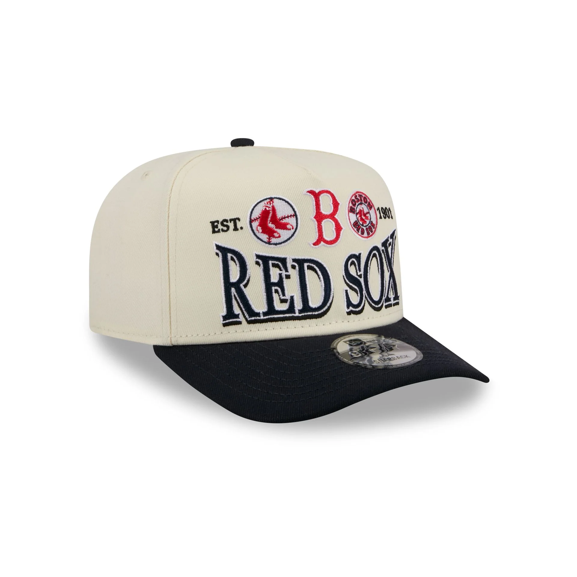 Boston Red Sox Three Hit Chrome White 9FIFTY A-Frame Snapback Hat - Image 3
