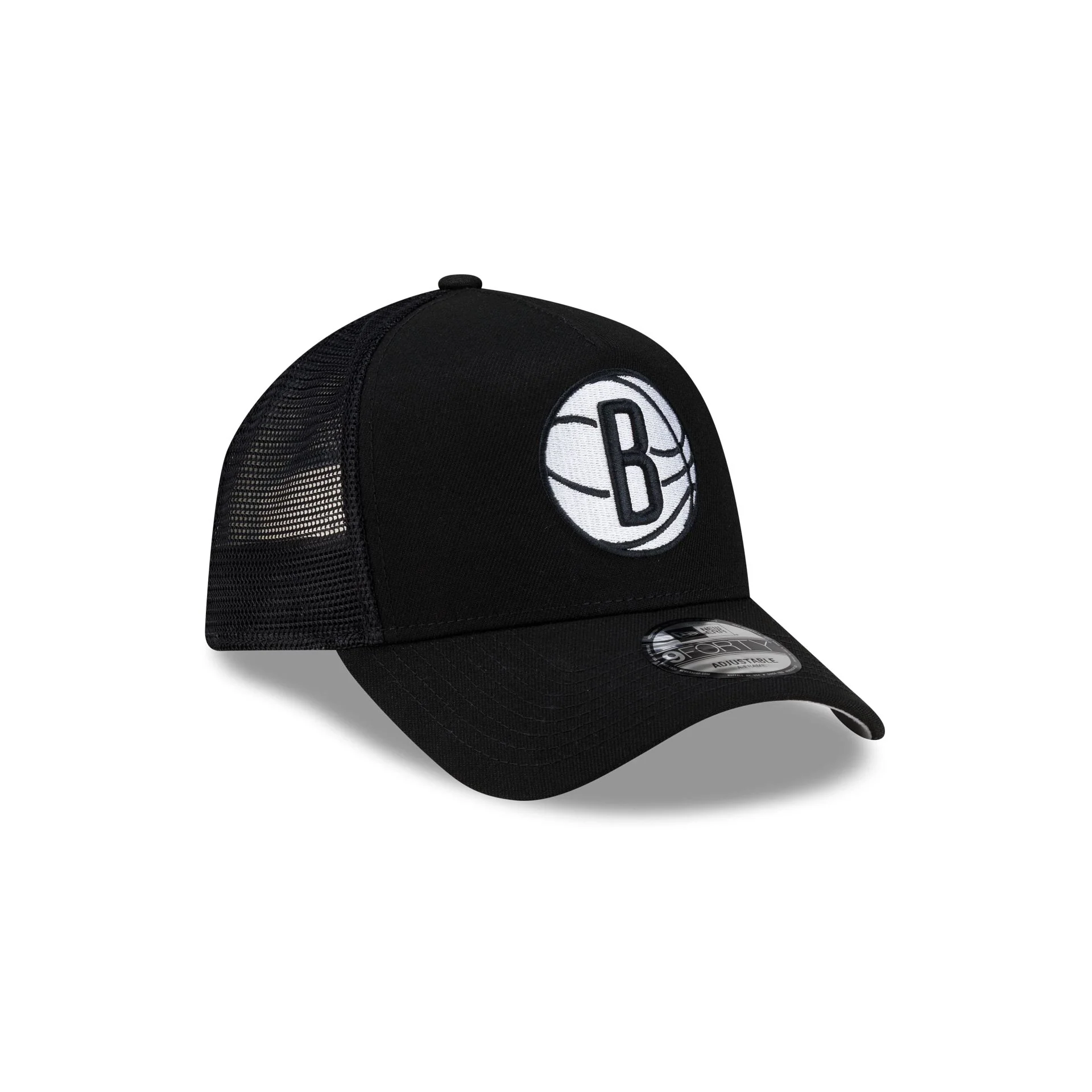 Brooklyn Nets Side Script 9FORTY A-Frame Trucker Hat - Image 3
