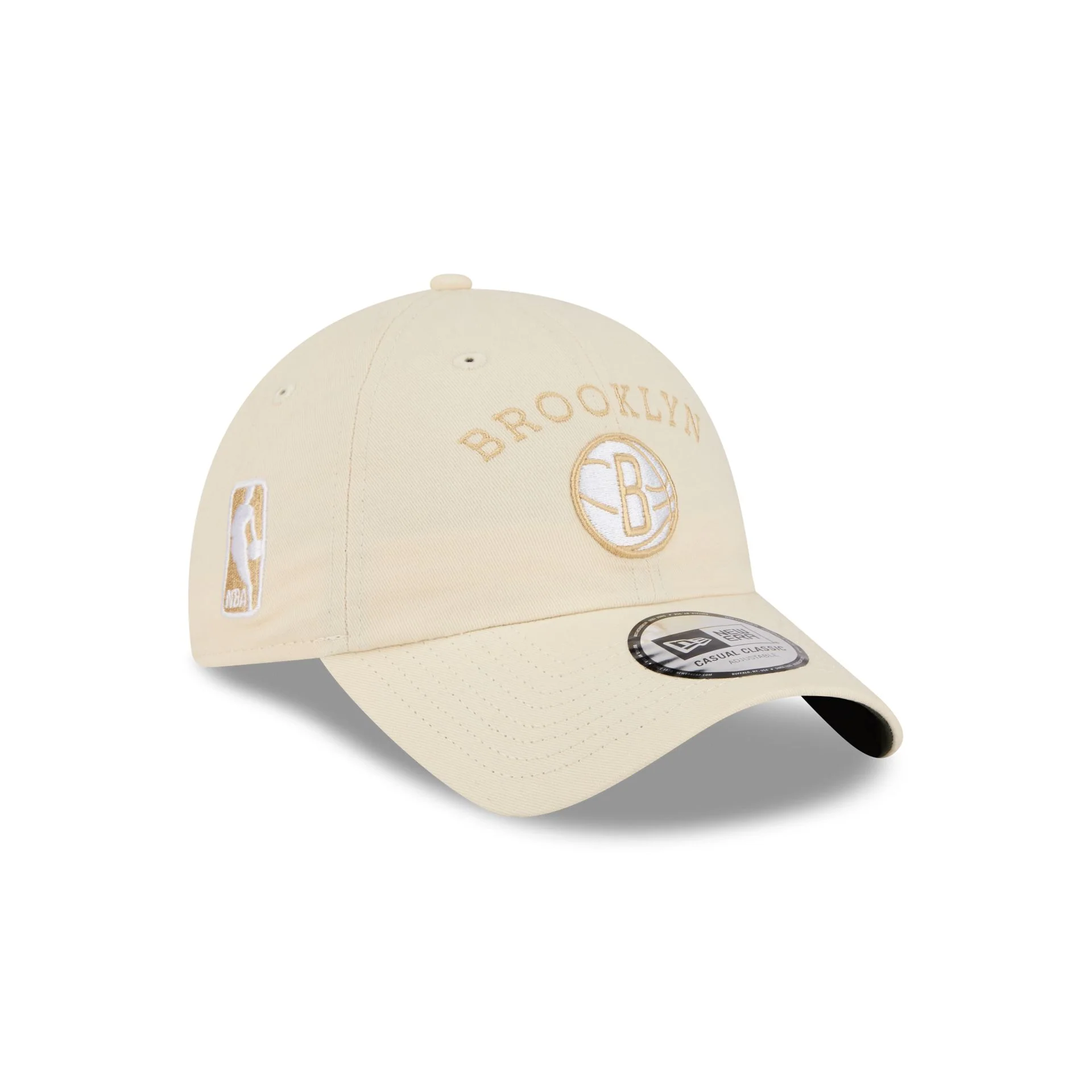 Brooklyn Nets Team Logo Cream Casual Classic Adjustable Hat - Image 3