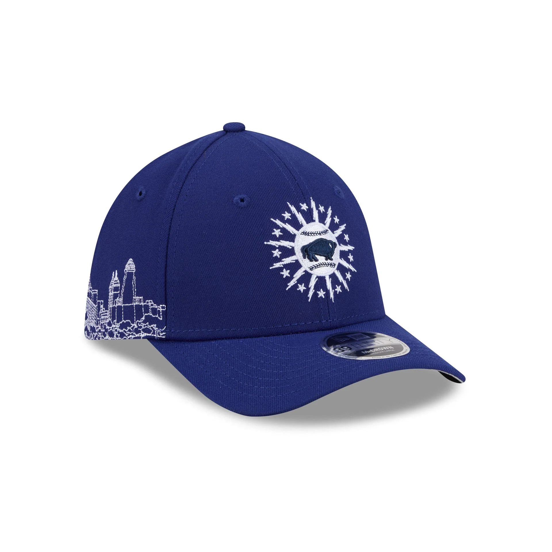 Buffalo Bisons Theme Night Blue 39THIRTY M-Crown Stretch Fit Hat - Image 3