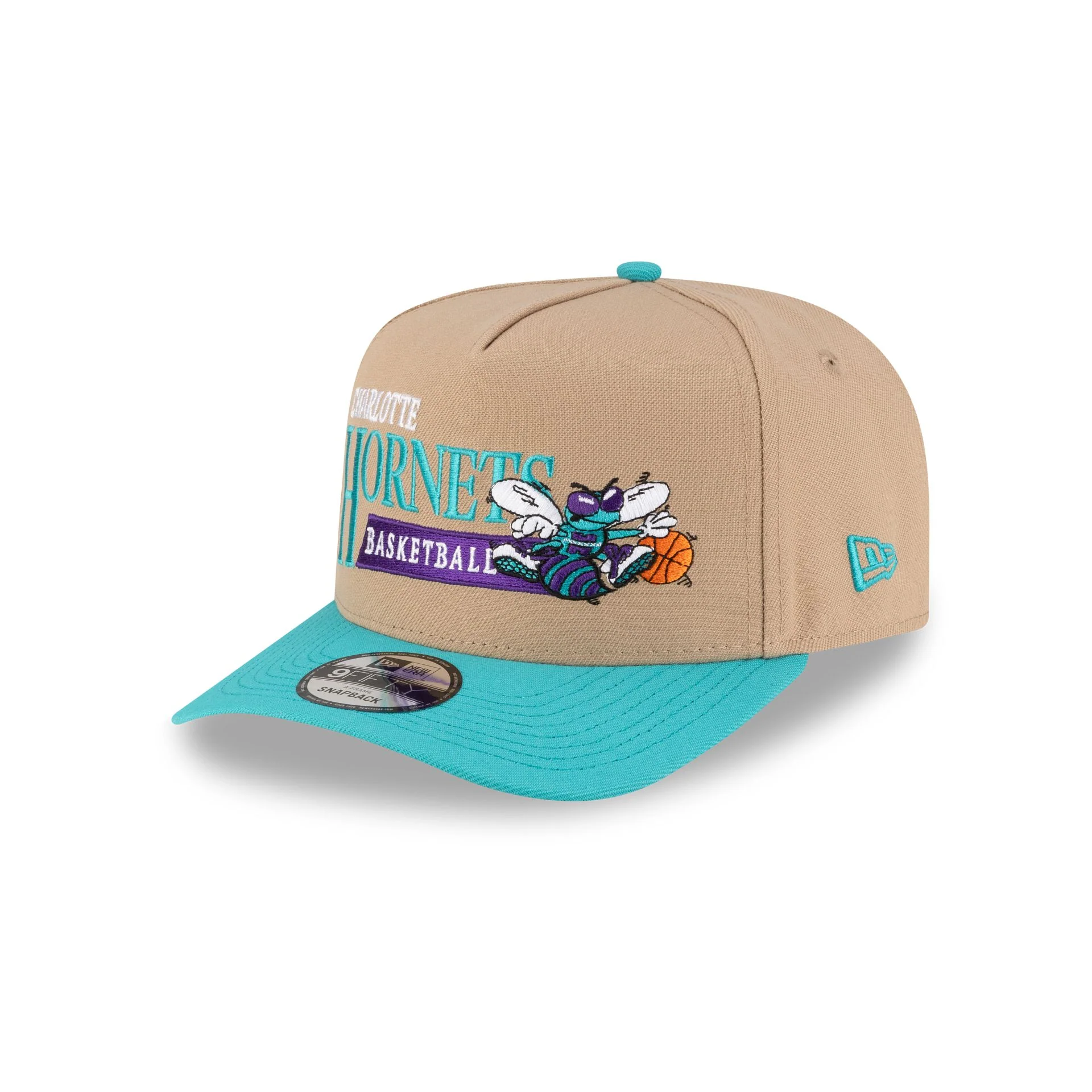 Charlotte Hornets 1988-2002 Hardwood Classics Liner Camel 9FIFTY A-Frame Snapback Hat - Image 3