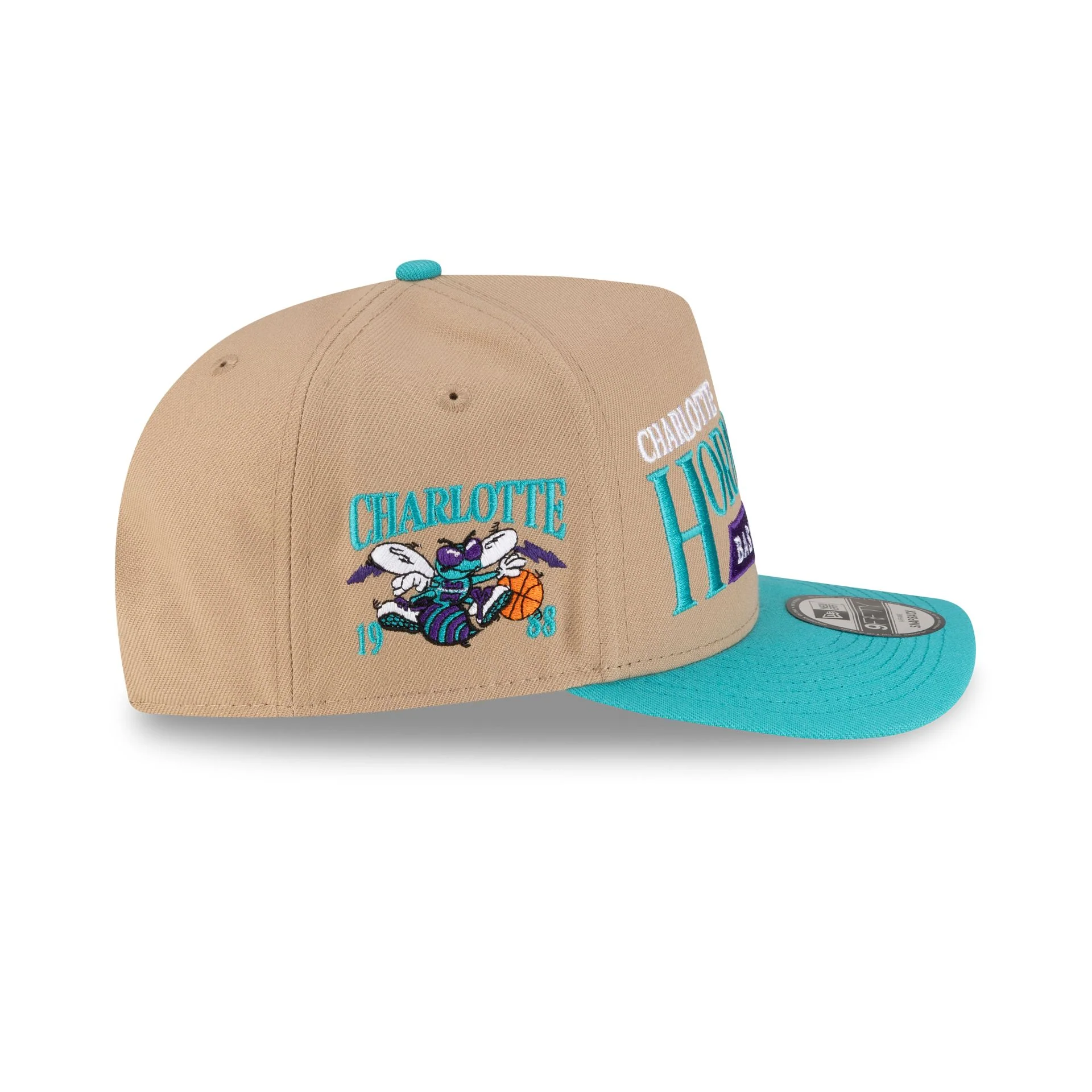 Charlotte Hornets 1988-2002 Hardwood Classics Liner Camel 9FIFTY A-Frame Snapback Hat - Image 4