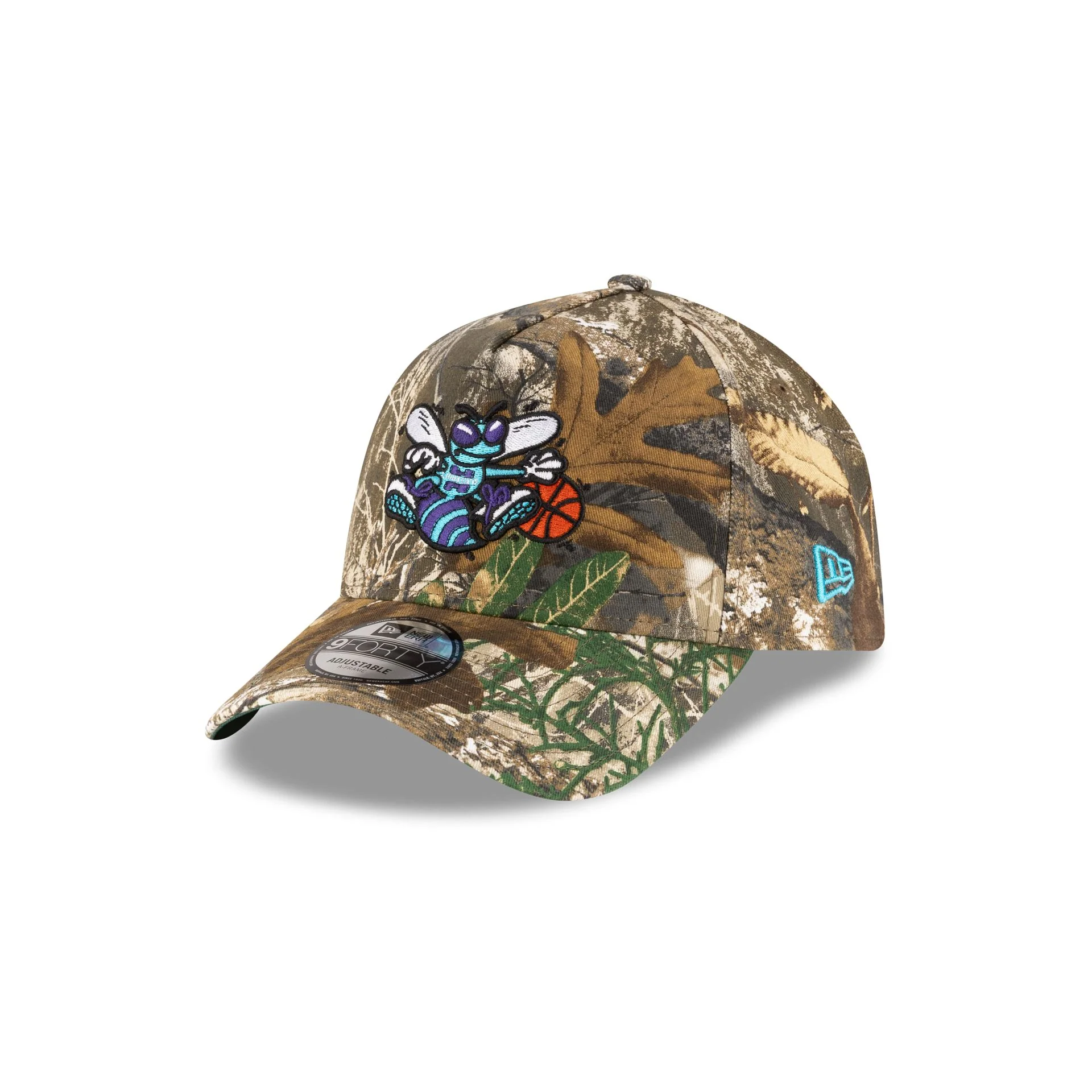 Charlotte Hornets 1988-2002 Hardwood Classics Realtree 9FORTY A-Frame Snapback Hat - Image 3