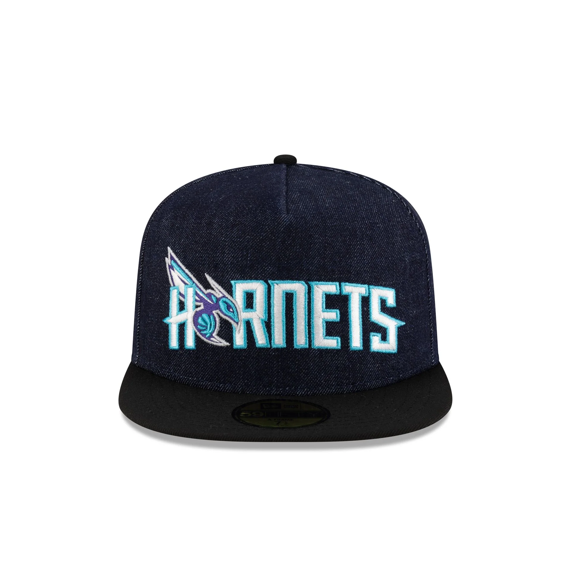 Charlotte Hornets Navy Denim 59FIFTY A-Frame Fitted Hat - Image 2