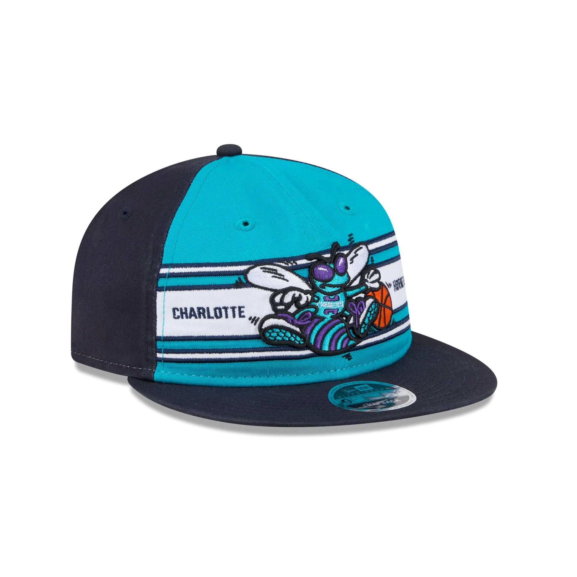 Charlotte Hornets Team Stripes Retro Crown 9FIFTY Snapback Hat - Image 3
