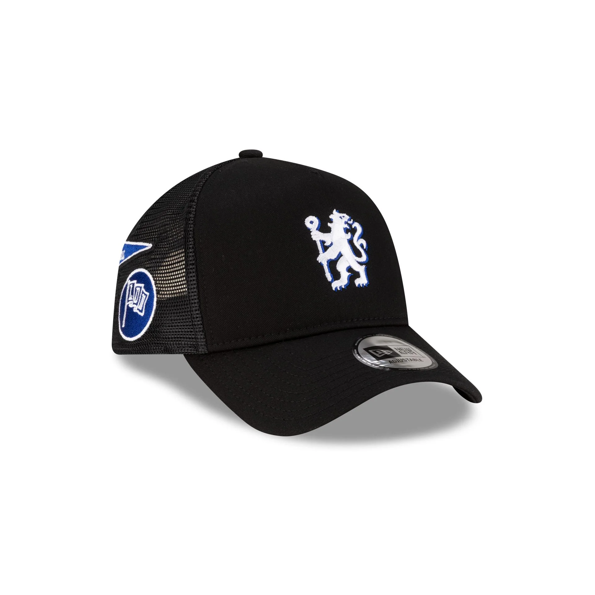 Chelsea FC Patch Black 9FORTY A-Frame Trucker Hat