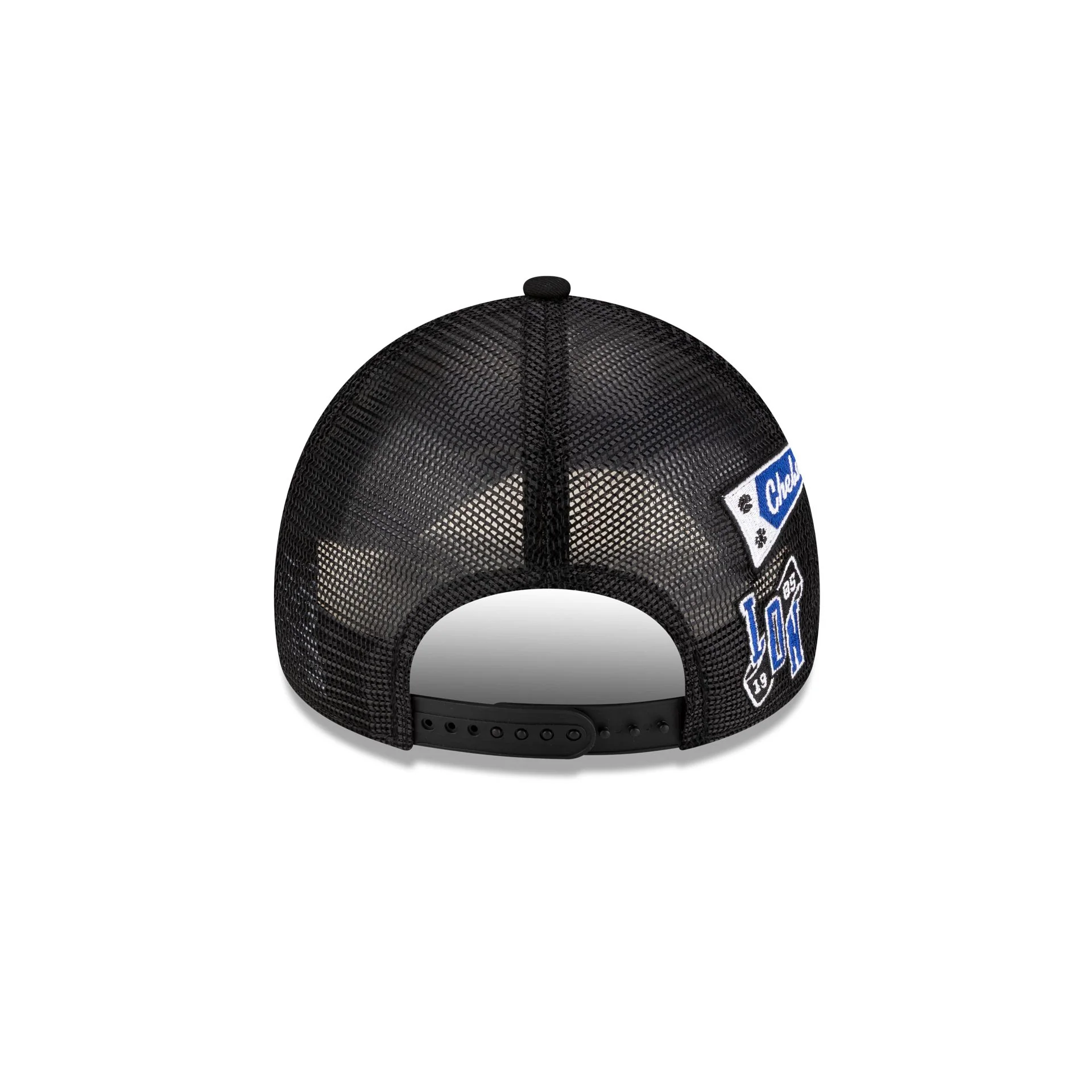 Chelsea FC Patch Black 9FORTY A-Frame Trucker Hat - Image 6