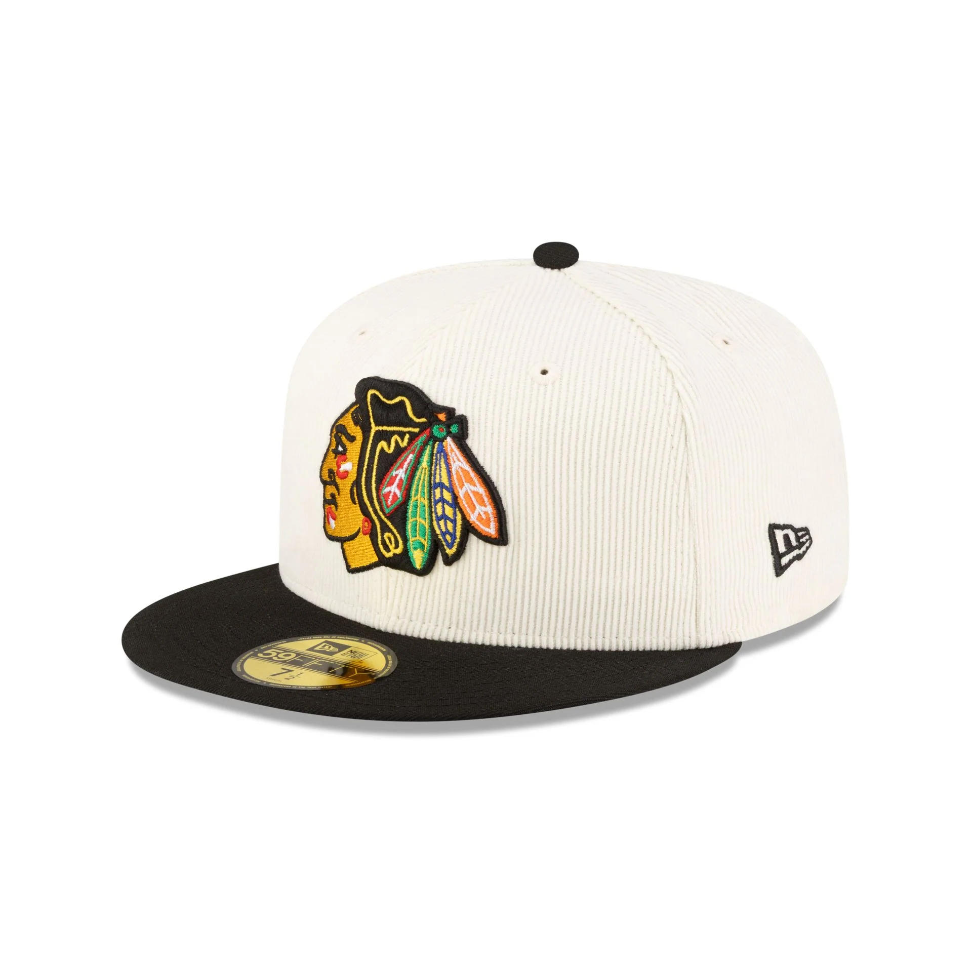 Chicago Blackhawks 100th Anniversary Chrome Corduroy 59FIFTY Fitted Hat - Image 3