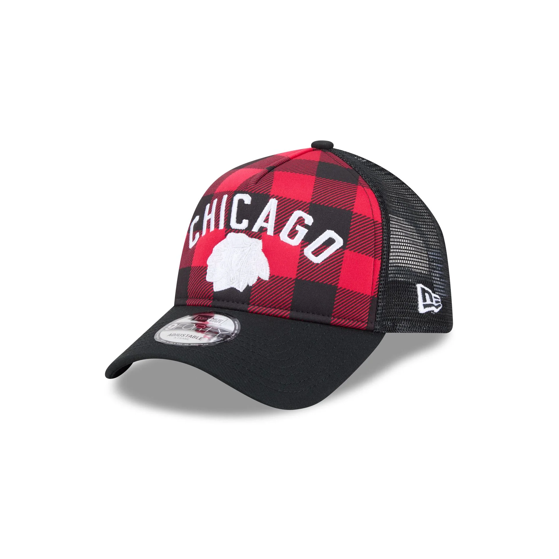 Chicago Blackhawks Evergreen Check 9FORTY A-Frame Trucker Hat