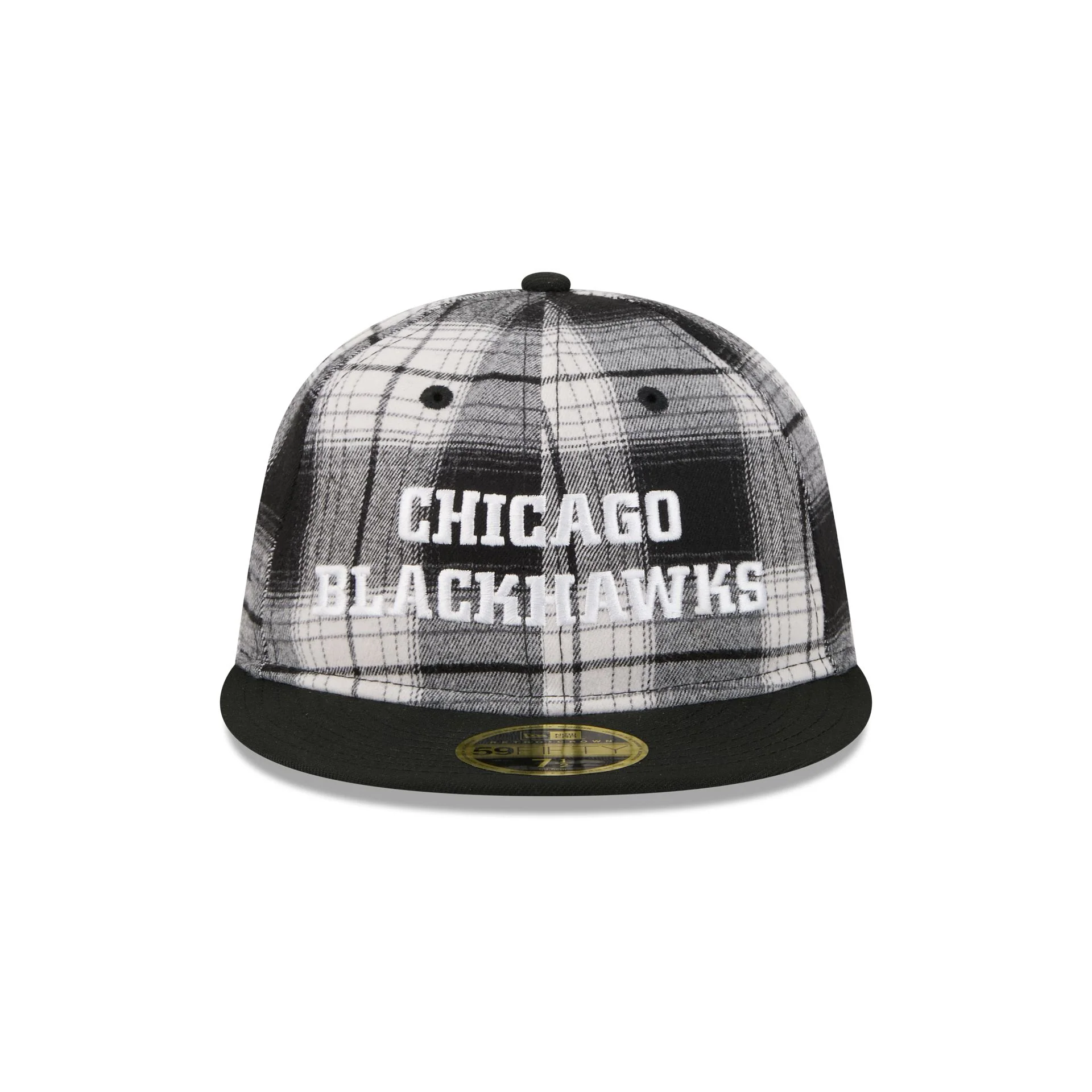 Chicago Blackhawks Grunge Plaid Retro Crown 59FIFTY Fitted Hat - Image 2