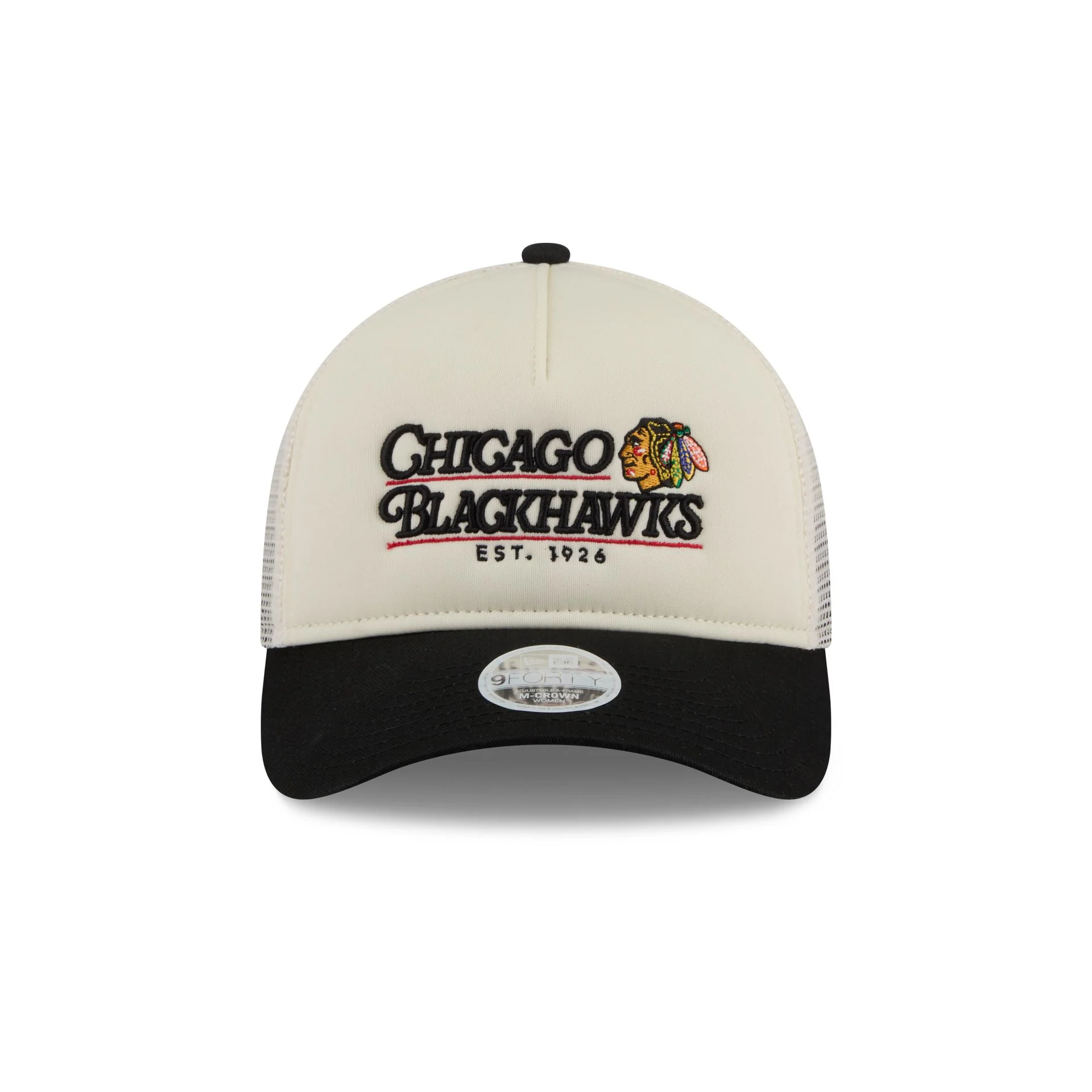 Chicago Blackhawks Retro Chrome Women's White 9FORTY M-Crown A-Frame Trucker Hat - Image 2