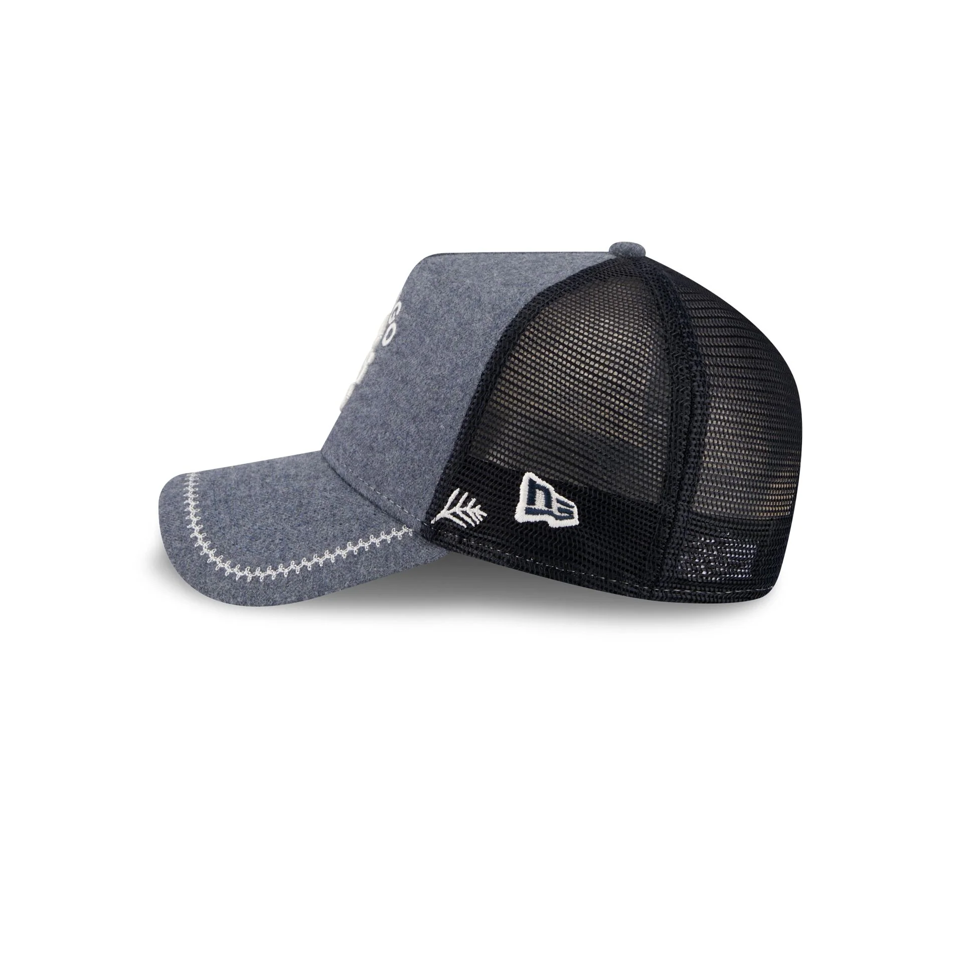 Chicago Cubs Navy Brushed Chambray 9FORTY A-Frame Trucker Hat - Image 4
