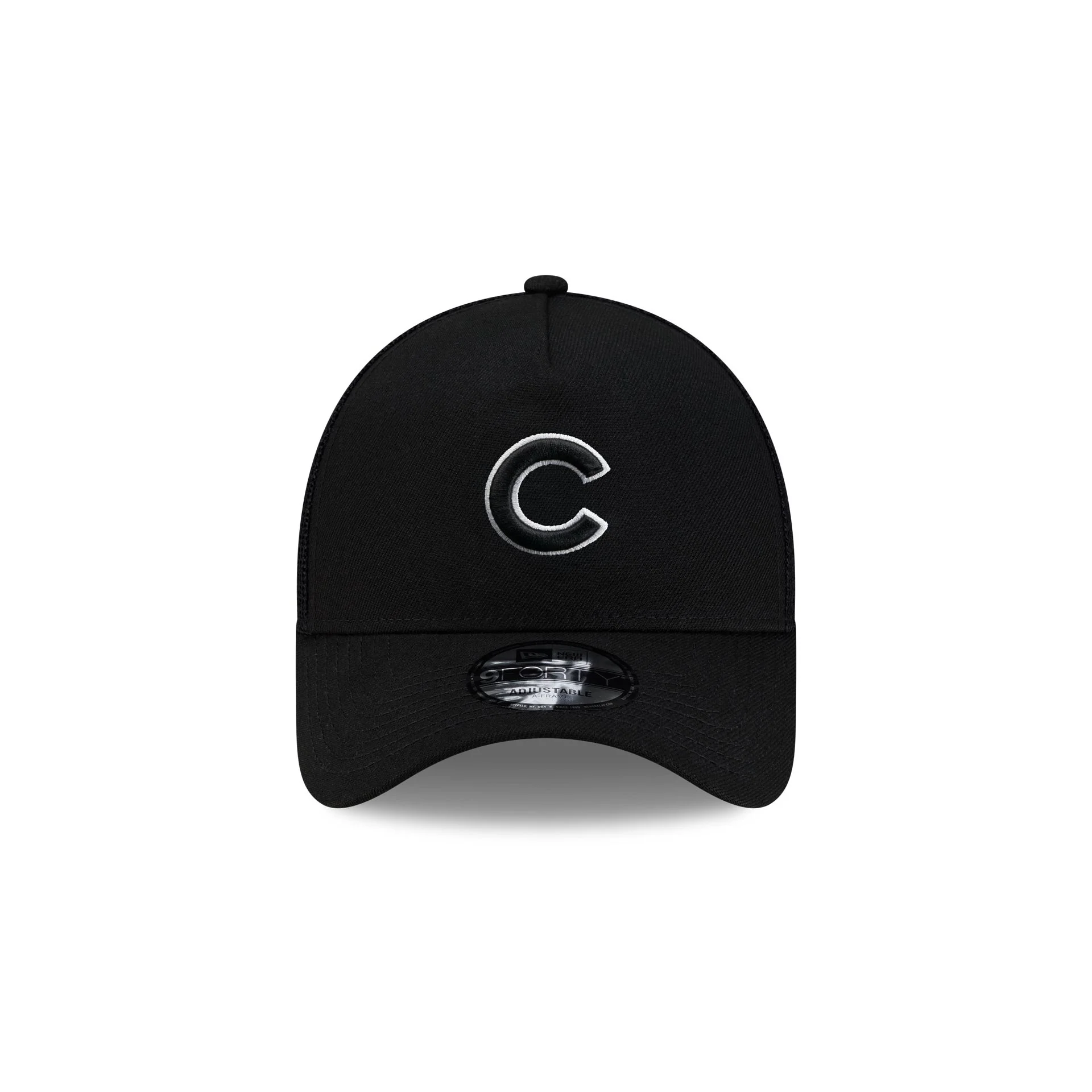 Chicago Cubs Side Script Black 9FORTY A-Frame Trucker Hat - Image 2