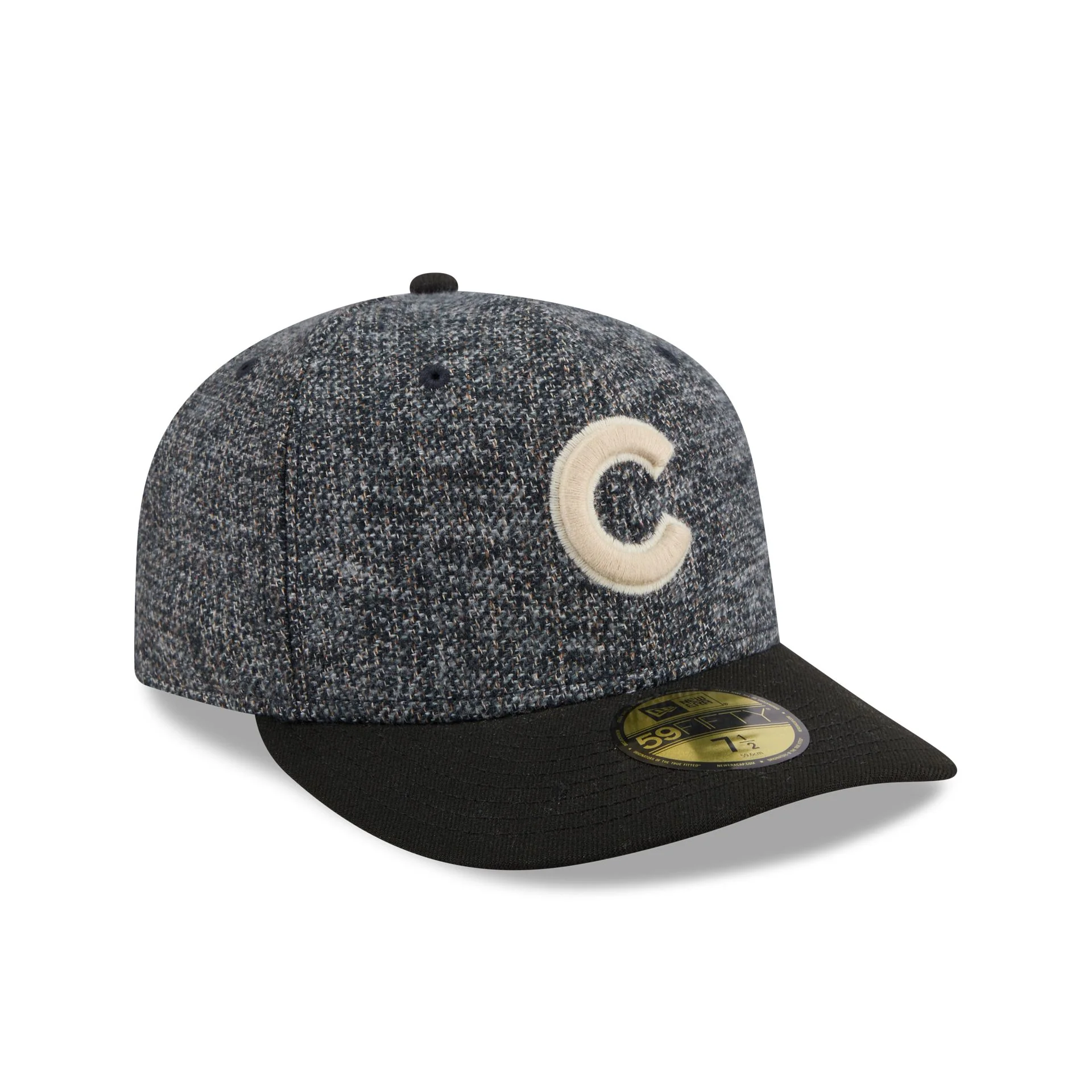 Chicago Cubs Three Looms Tweedy Cotton Black 59FIFTY Fitted Hat - Image 3