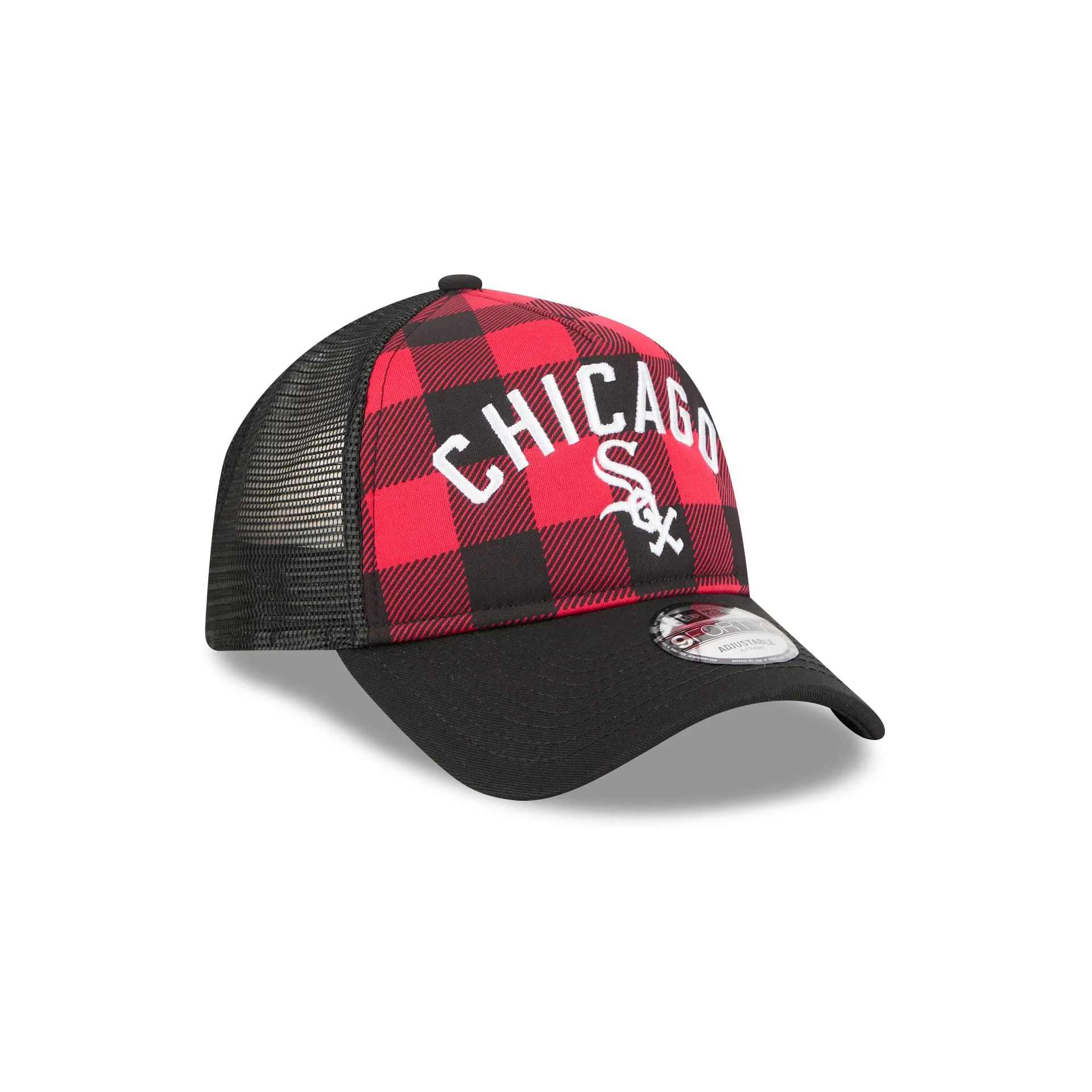 Chicago White Sox Evergreen Check 9FORTY A-Frame Trucker Hat - Image 3