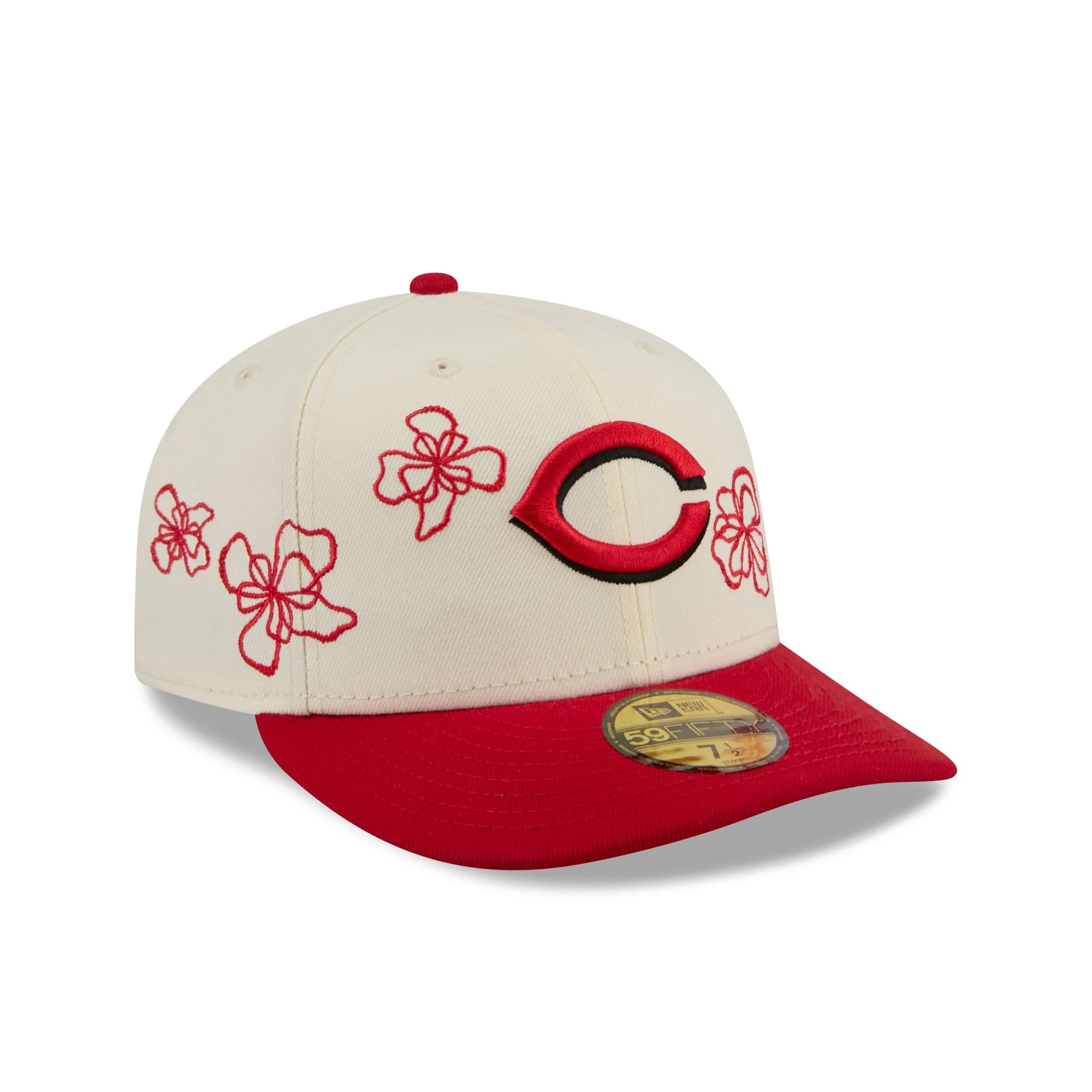 Cincinnati Reds Floral Outline 59FIFTY Fitted Hat - Image 3