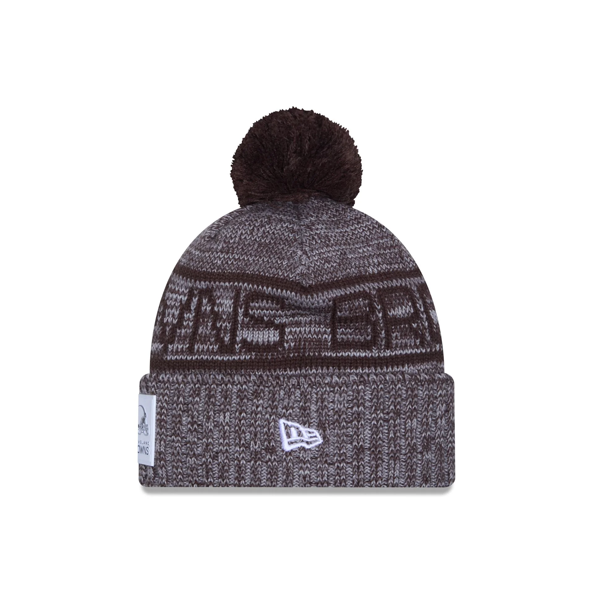 Cleveland Browns 2025 Sideline Cold Weather Gray Pom Knit Hat - Image 2