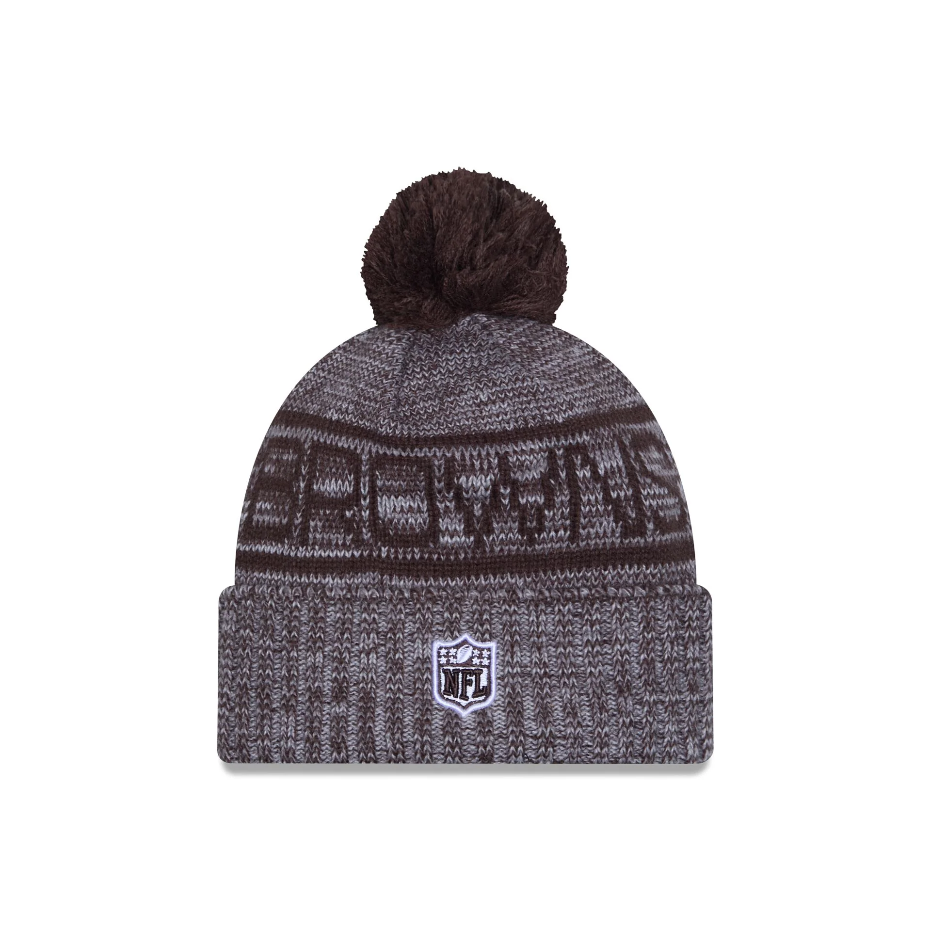 Cleveland Browns 2025 Sideline Cold Weather Gray Pom Knit Hat - Image 3