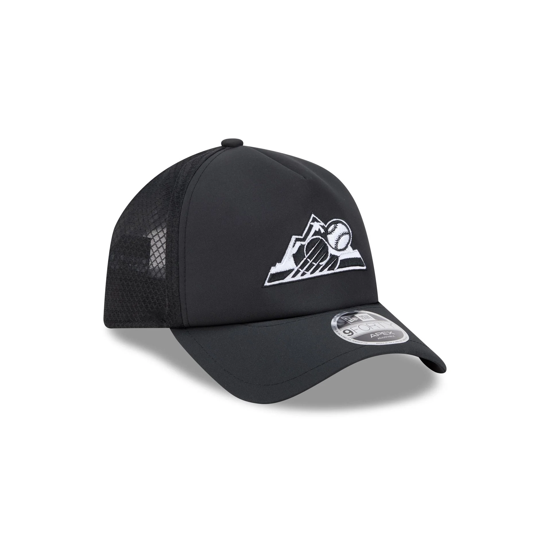 Colorado Rockies 2026 Batting Practice Alt Black 9FORTY APEX Trucker Hat - Image 3